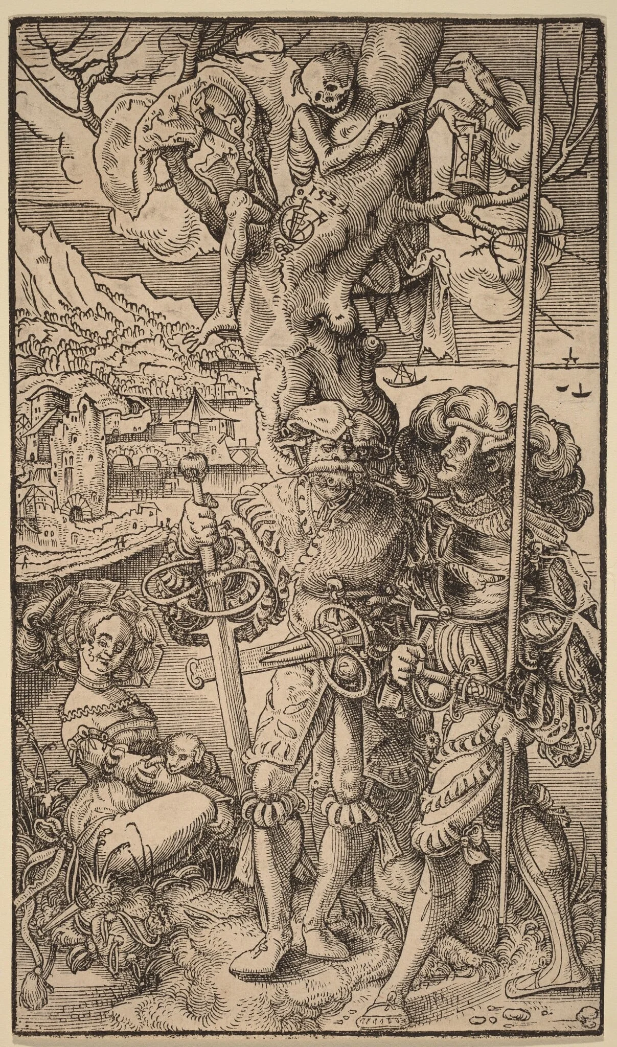 Two Mercenaries and a Woman, by Urs Graf I, ink, 1524