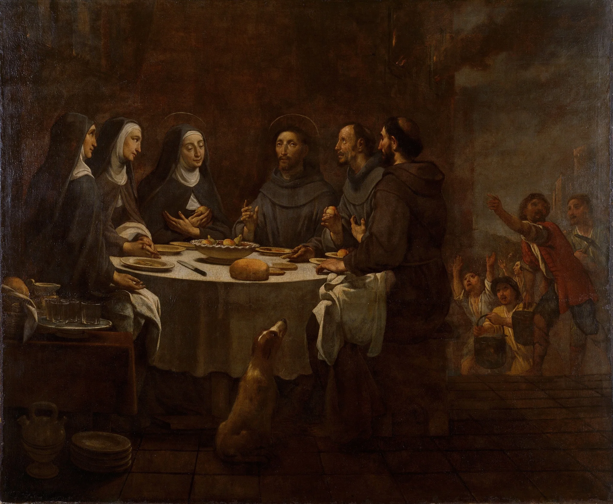 Saint Francis and Saint Clare at Supper in the Convent of Saint Damian, by Antoni Viladomat i Manalt, oil, 1728