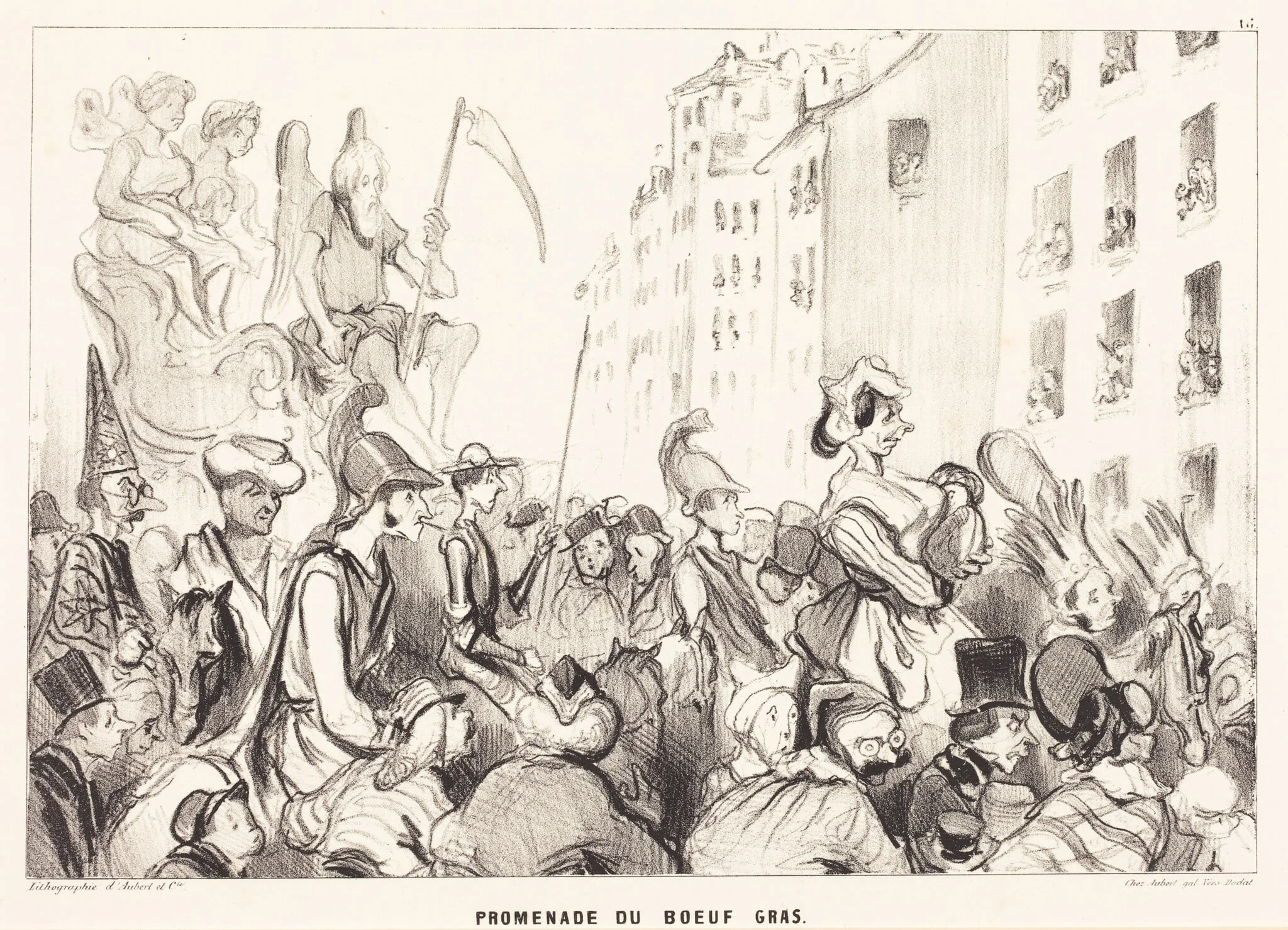 Promenade du Boeuf gras, by Honoré Daumier, ink, 1839