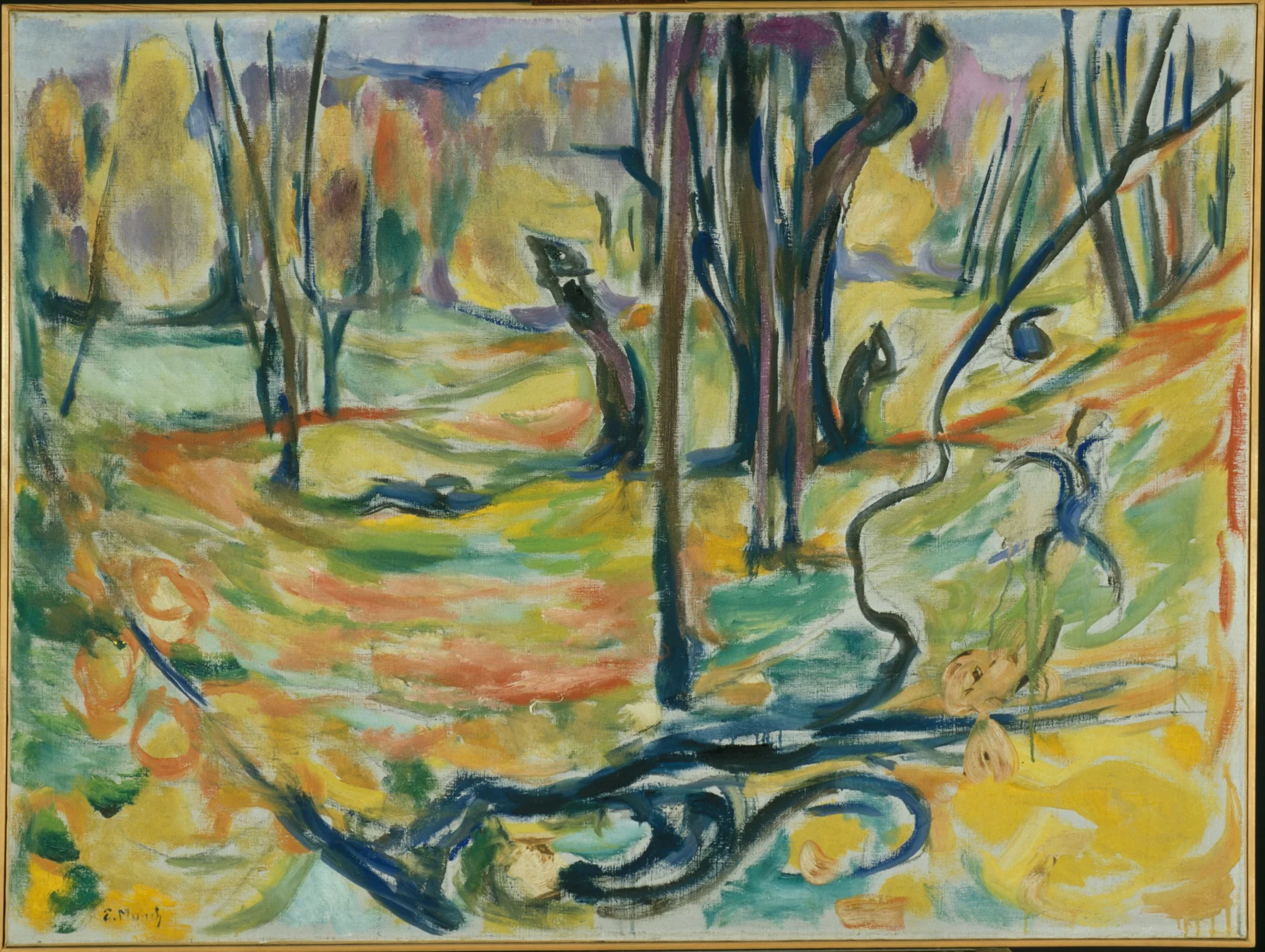 Elm Forest in Autumn, by Edvard Munch, oil, 1919