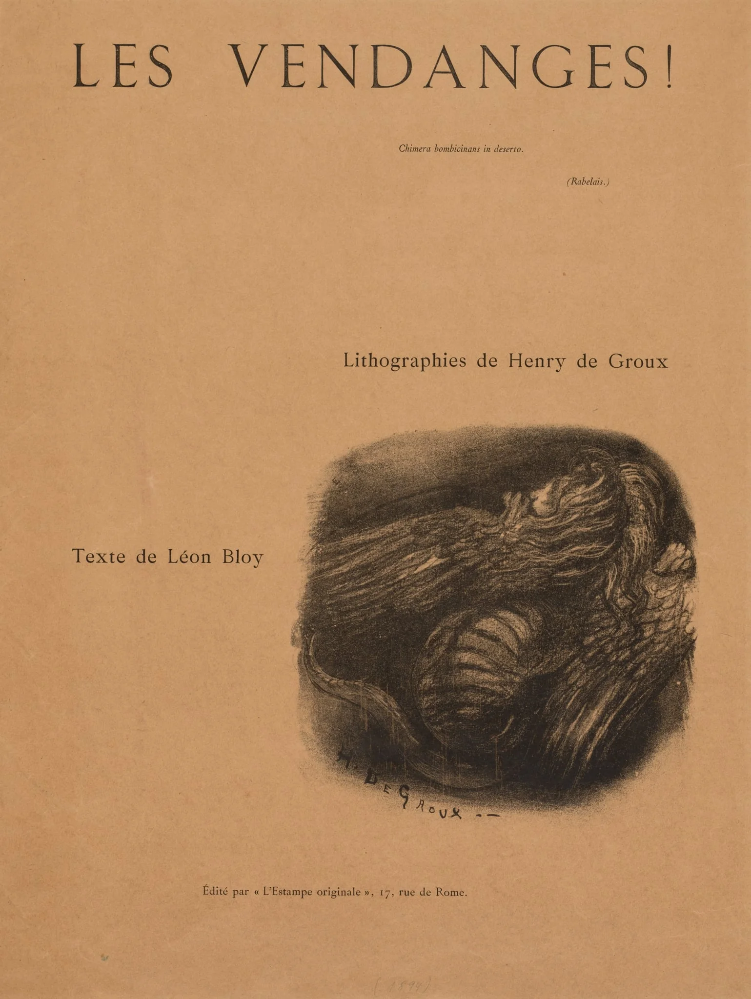 The Vintages!: Title Page, by Henri de Groux, 1894