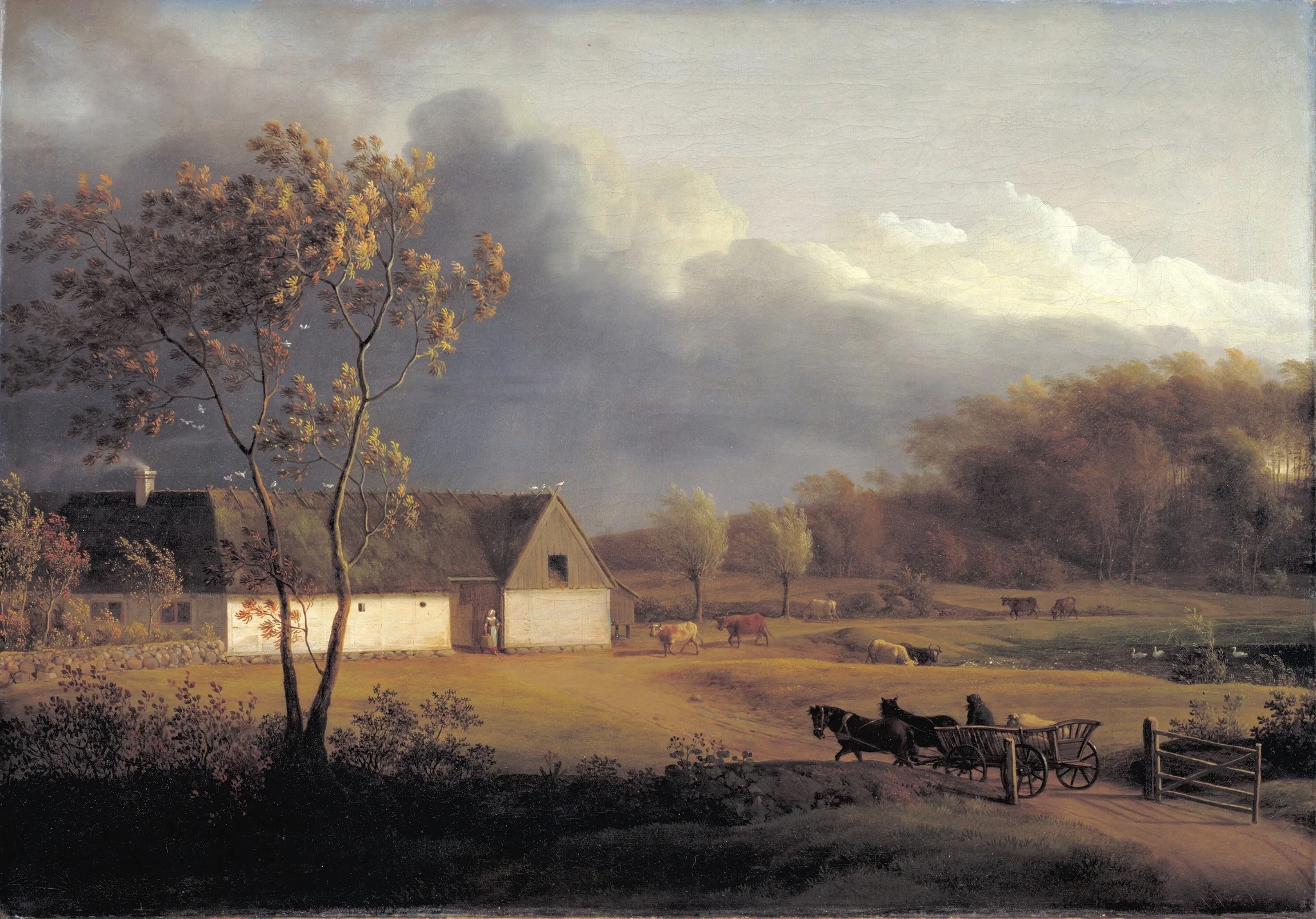 A Zealand farm during a gathering storm. Eigaard near Ordrup