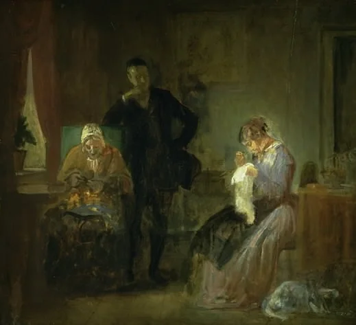 Frierens besøg, by Wilhelm Marstrand, oil, 1849