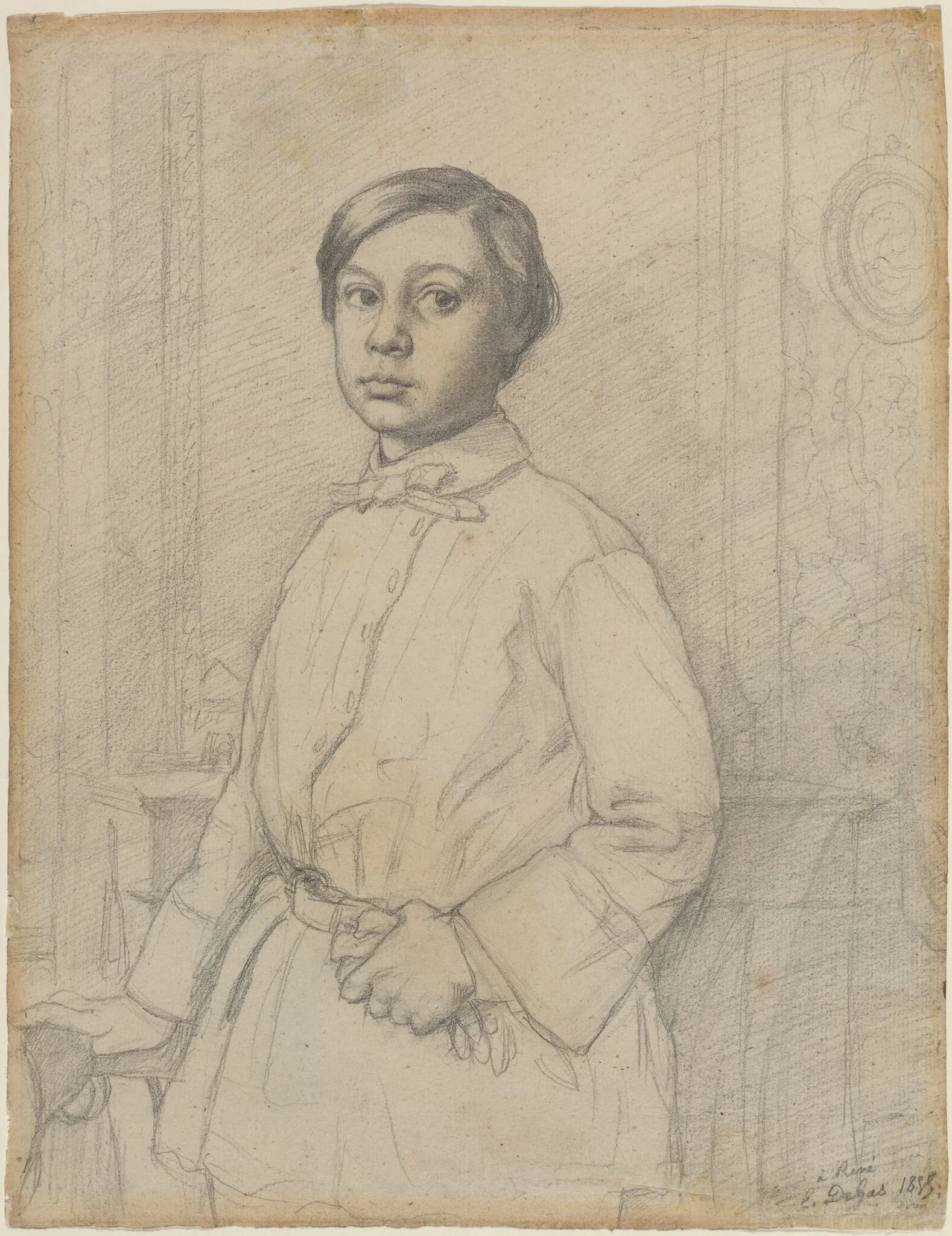 René de Gas [recto], by Edgar Degas, graphite, 1855