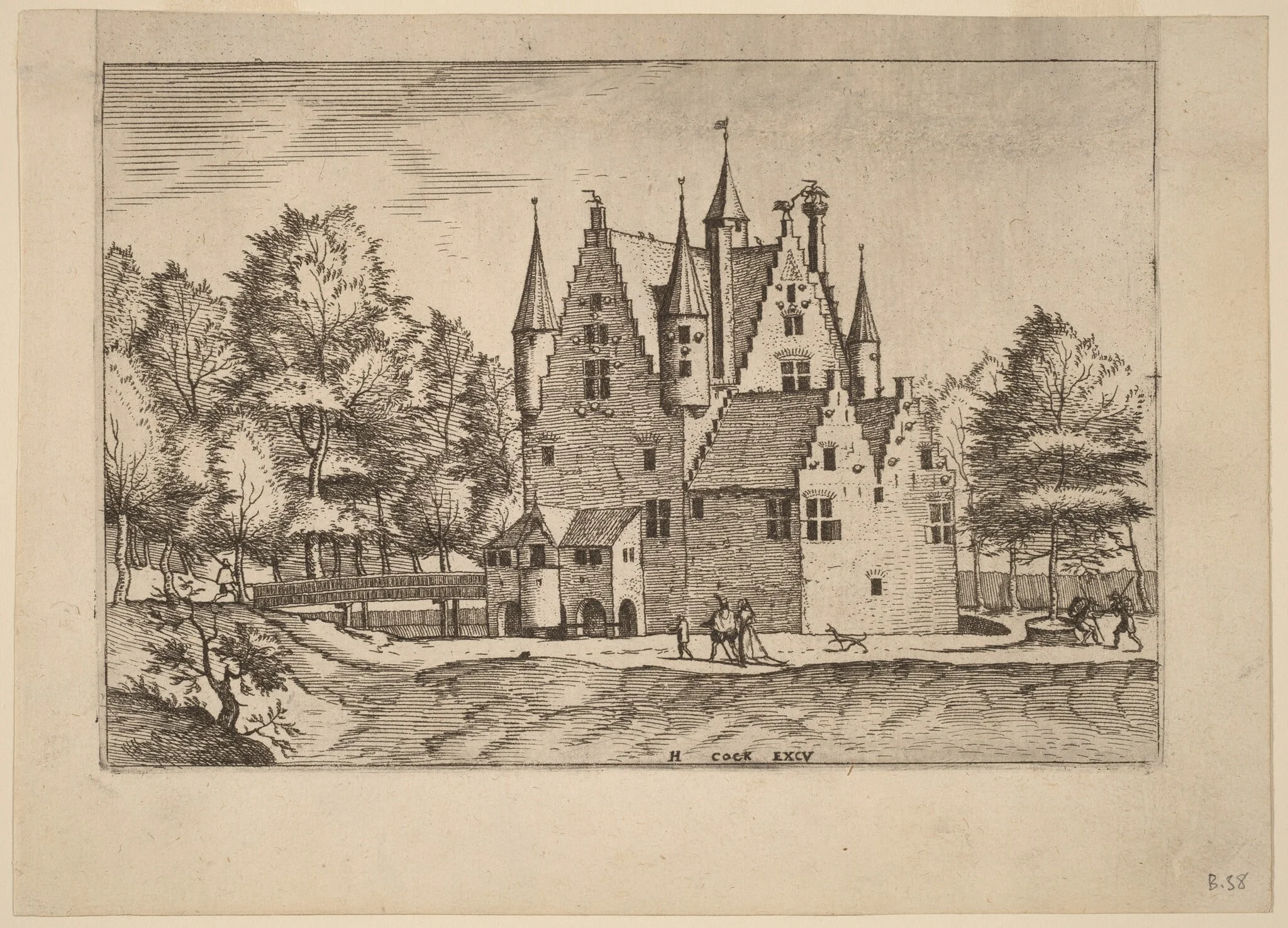 Castle, by Lucas van Doetechum, ink, 1560