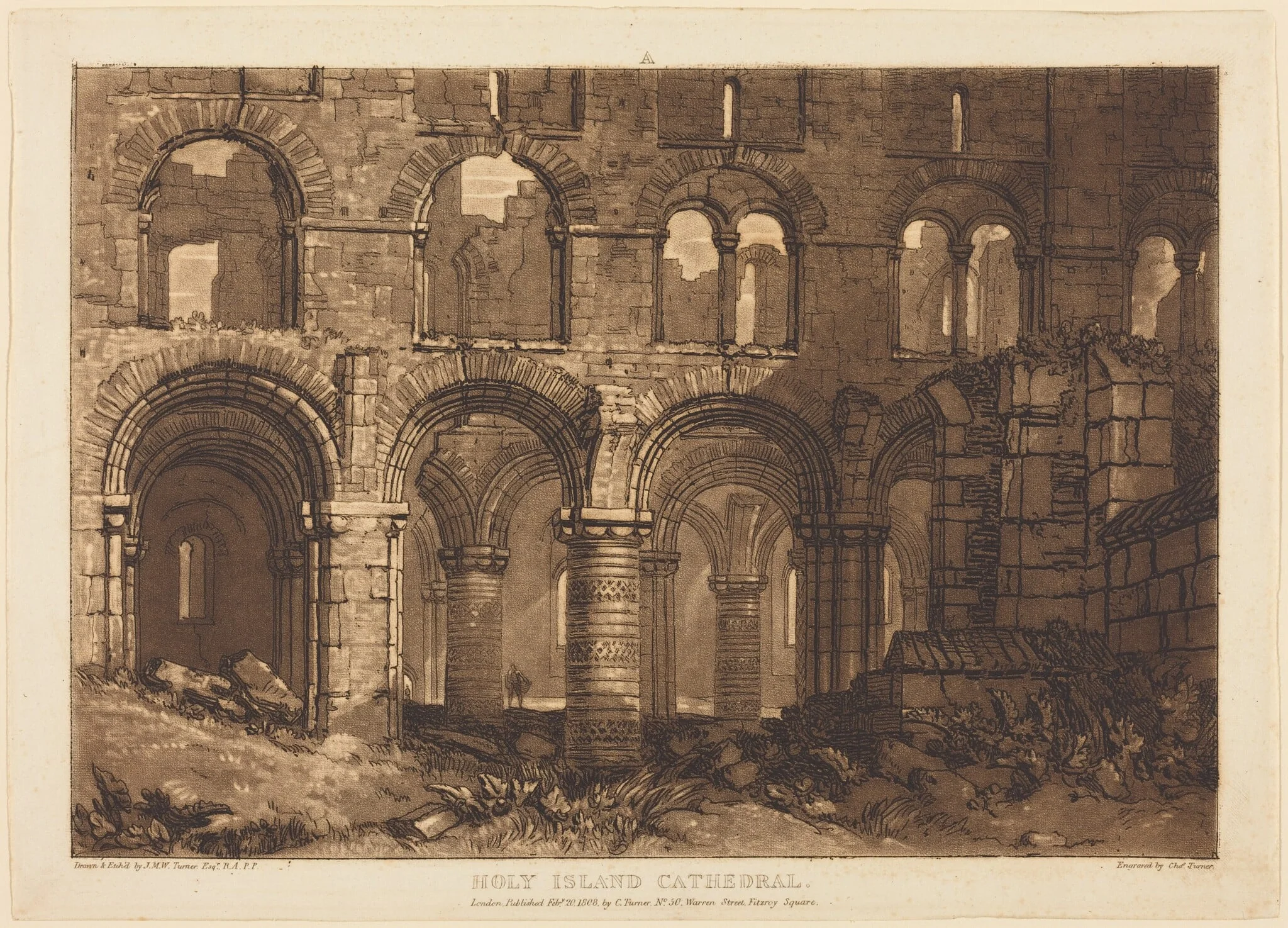 Holy Island Cathedral, by Joseph Mallord William Turner, ink, 1808