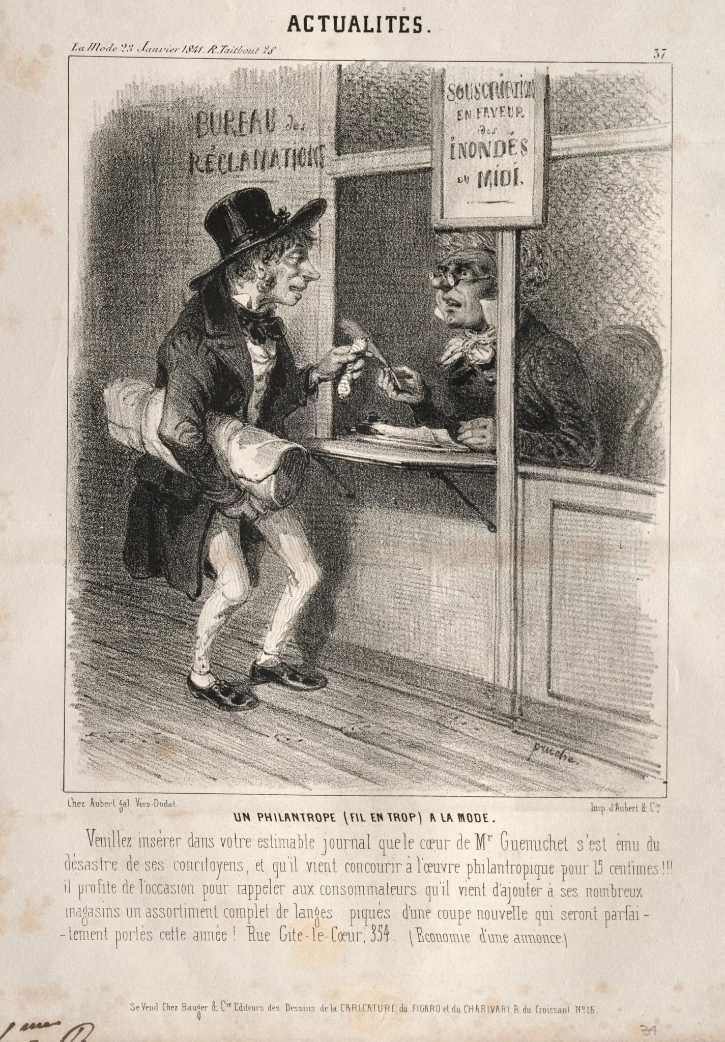 Actualités: Un Philantrope à la mode, by Clémente Pruche, 1841