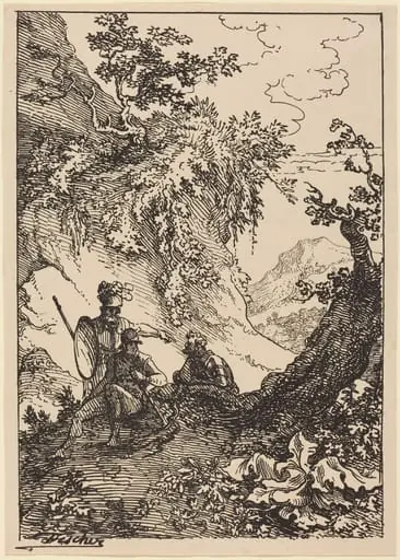 Landscape with Men in Armor, Tree Stump