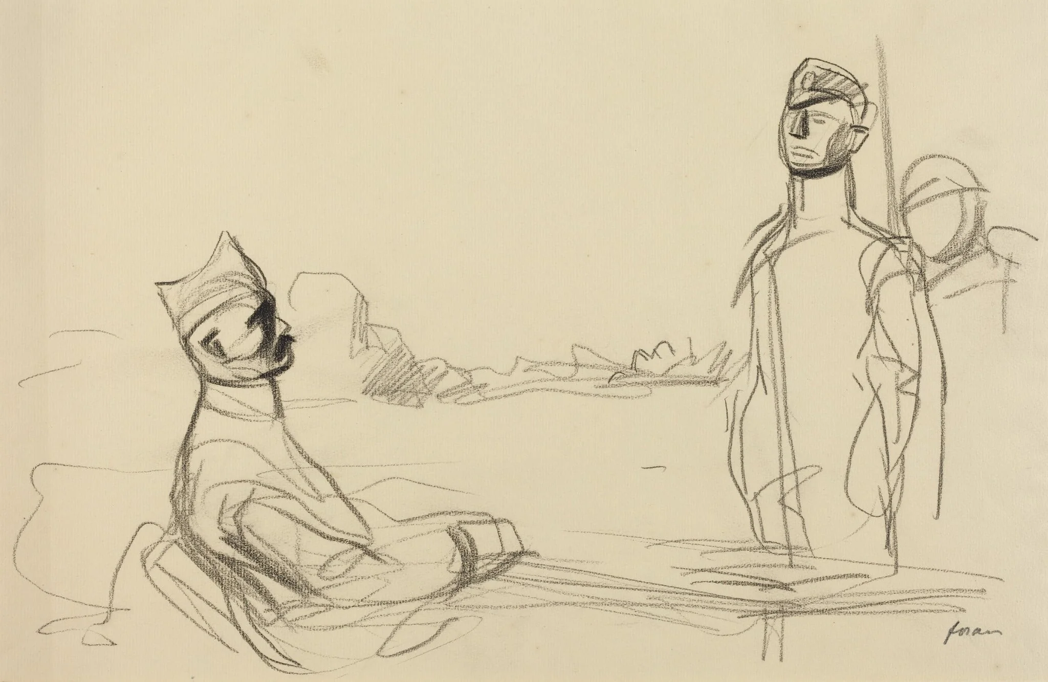 Toward Justice, by Jean-Louis Forain, crayon, 1916