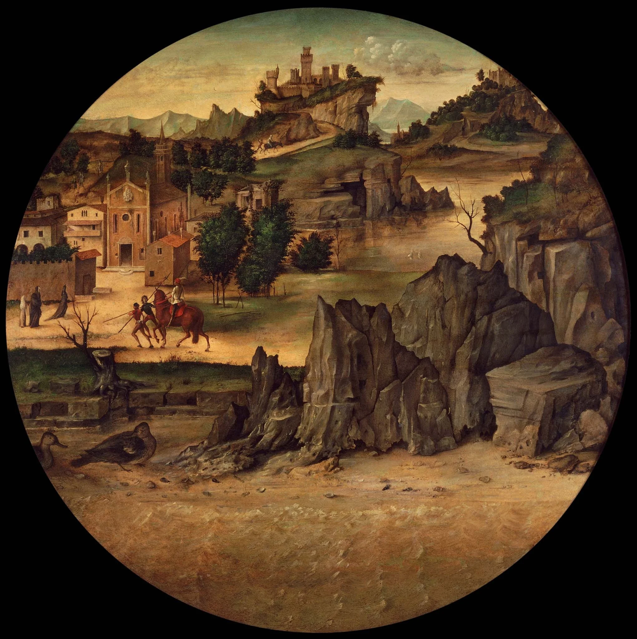 Landscape with Castles, by Bartolomeo Montagna, unspecified, 1500