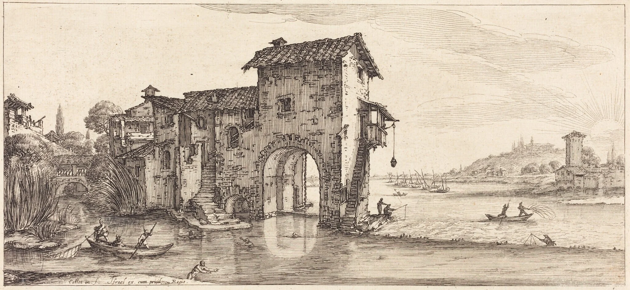 The Watermill, by Jacques Callot, ink, 1630