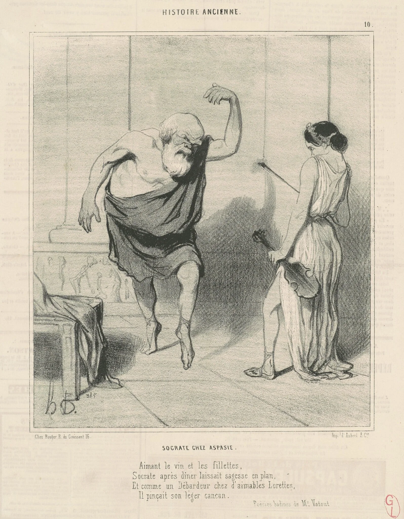 Socrate chez aspasie, by Honoré Daumier, ink, 1842