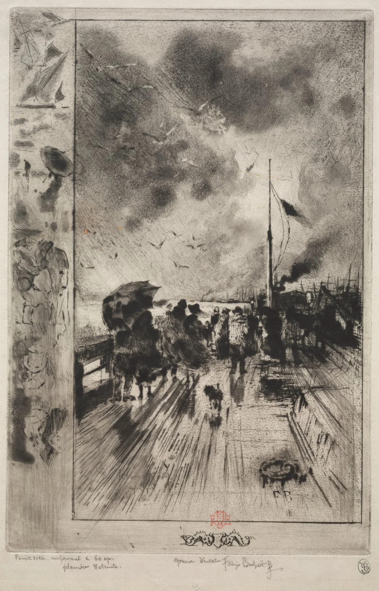 A Pier in England, by Félix-Hilaire Buhot, 1879