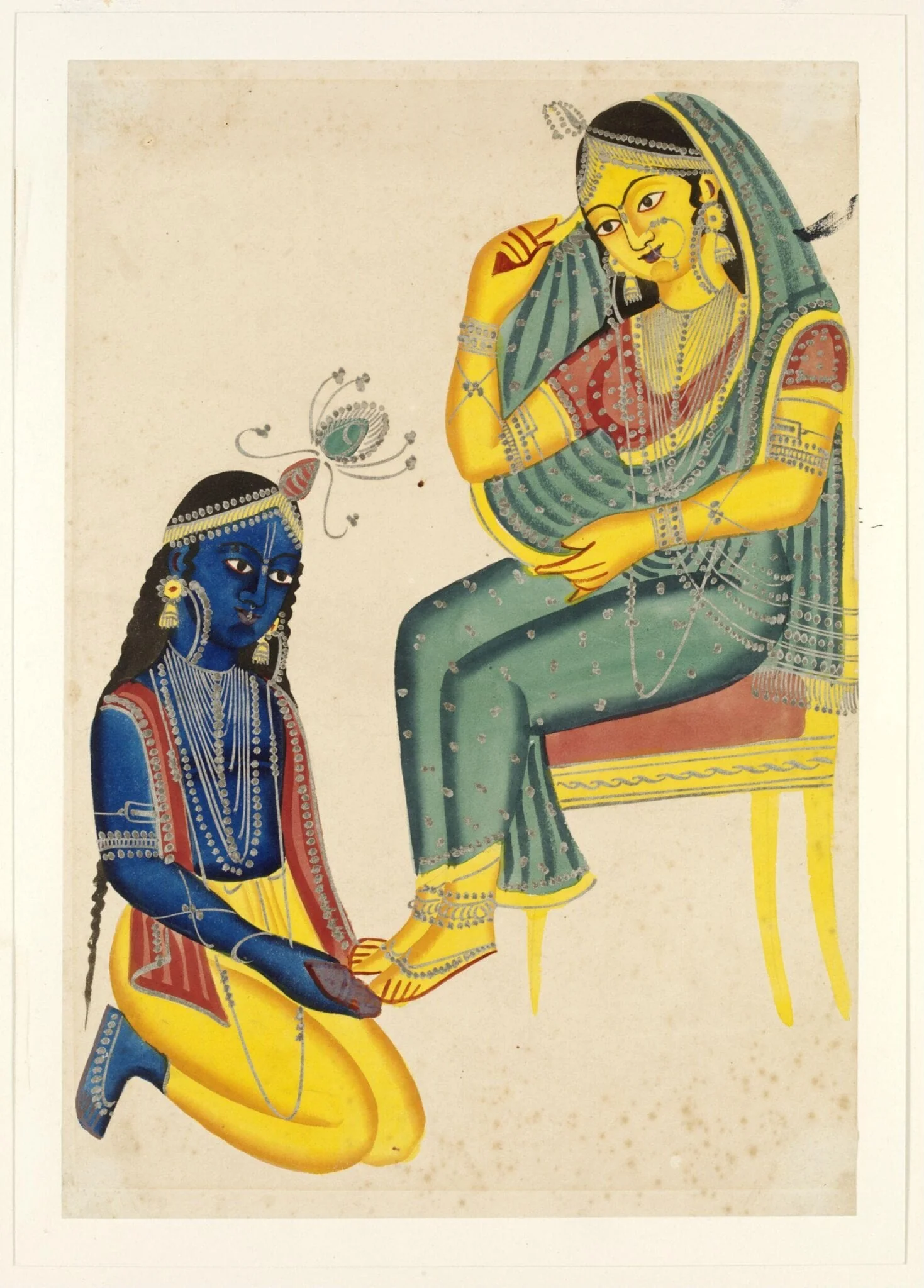 Krishna and Radha, by Unknown, paint, 1830