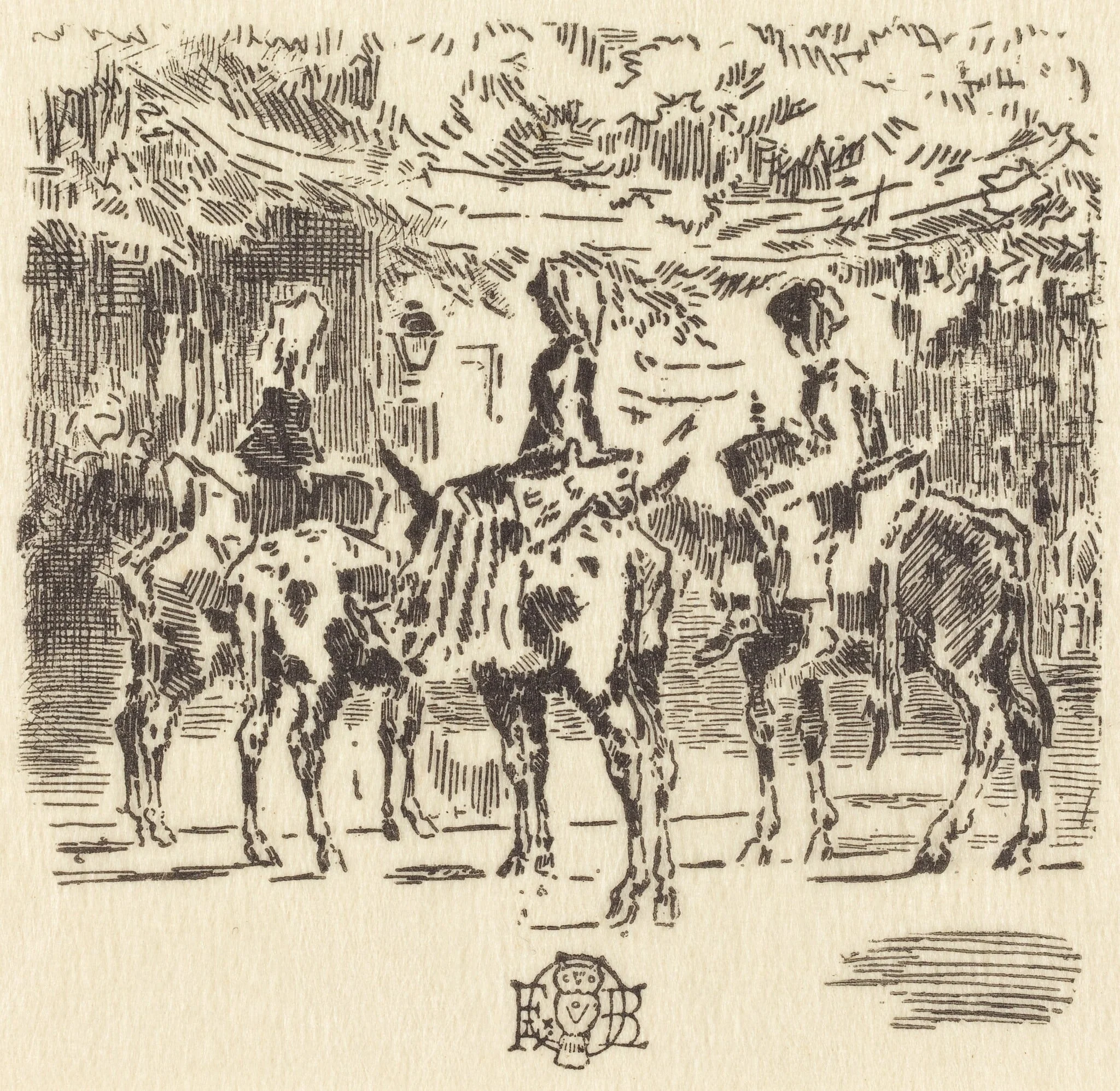 Les Petits Anes de Luchon, by Félix-Hilaire Buhot, ink, 1873