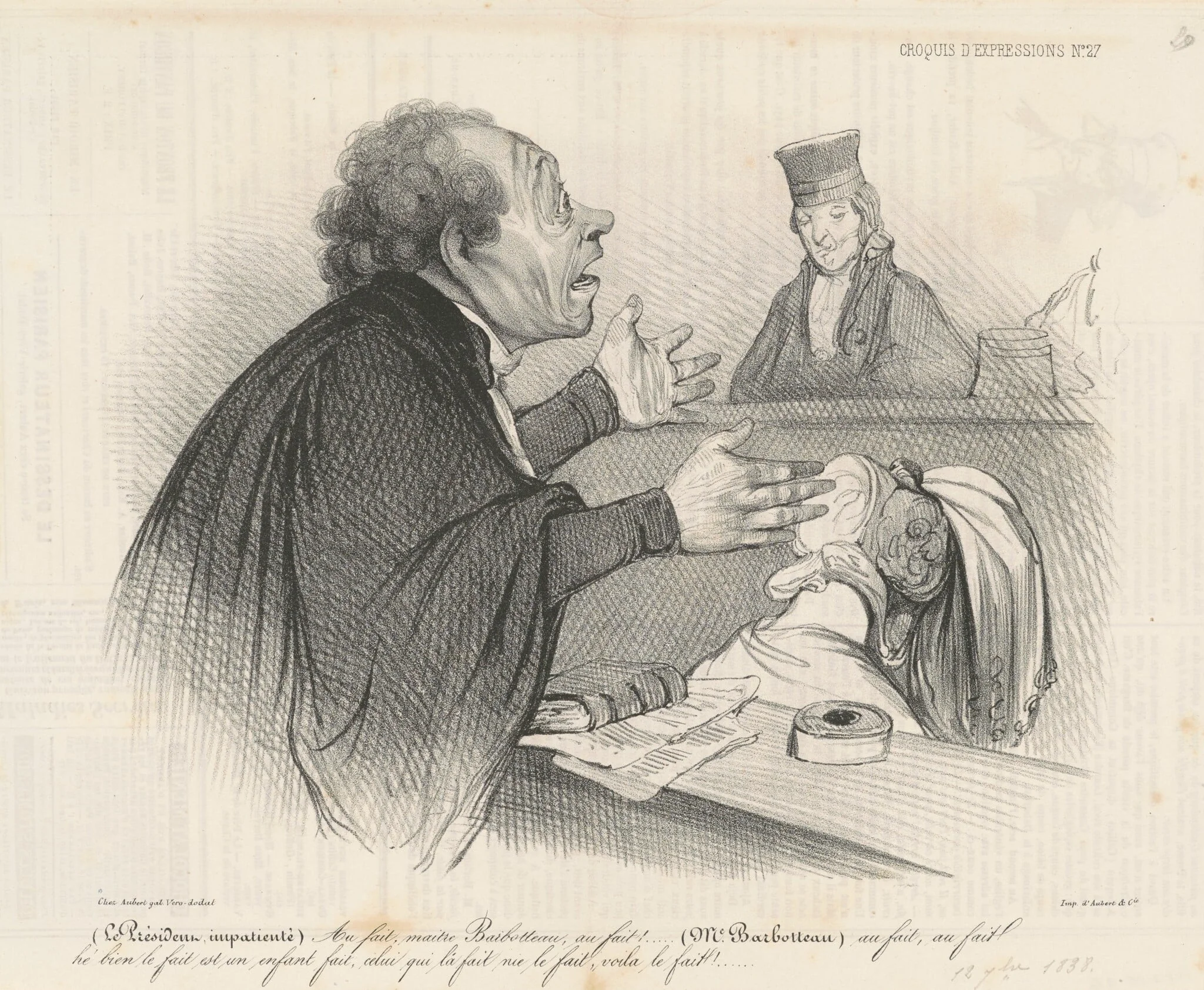 Au fait, maitre Barbotteau..., by Honoré Daumier, ink, 1838