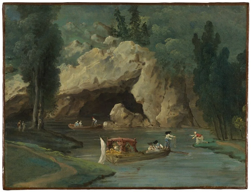 Boats in Front of the Grotto in the Park at Méréville
