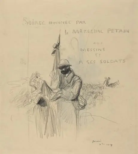 a) Le baiser du drapeau (recto); b) Study of Le baiser du drapeau (verso)