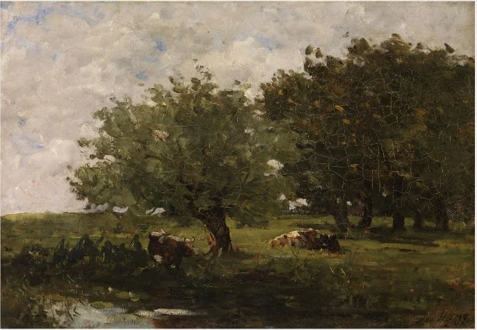 Cattle under Trees, by Nathaniel Hone the Younger, oil, 1881