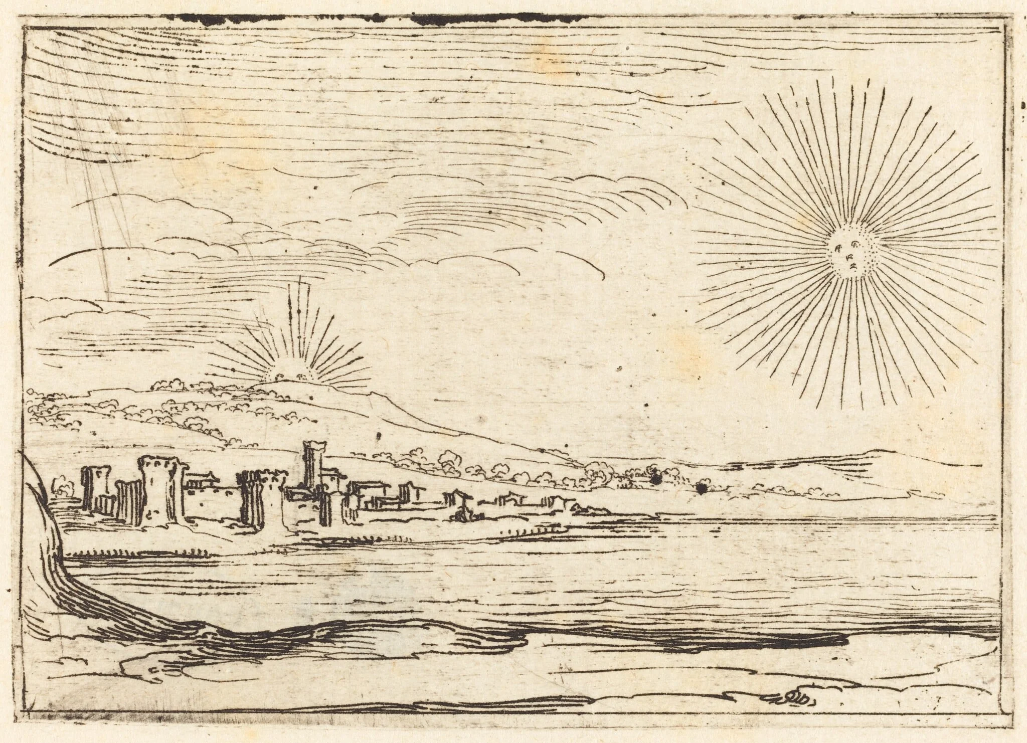 Sun Rising, by Jacques Callot, ink, 1628