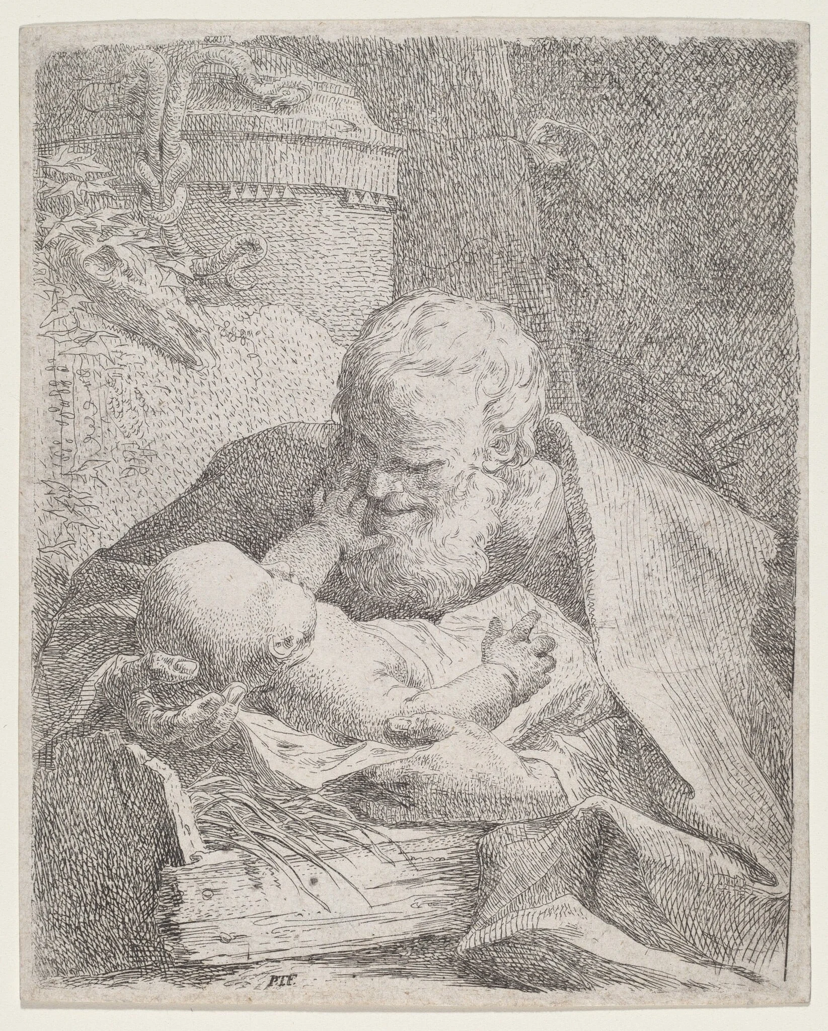 Saint Joseph with the Christ Child, by Paul Troger, ink, 1720