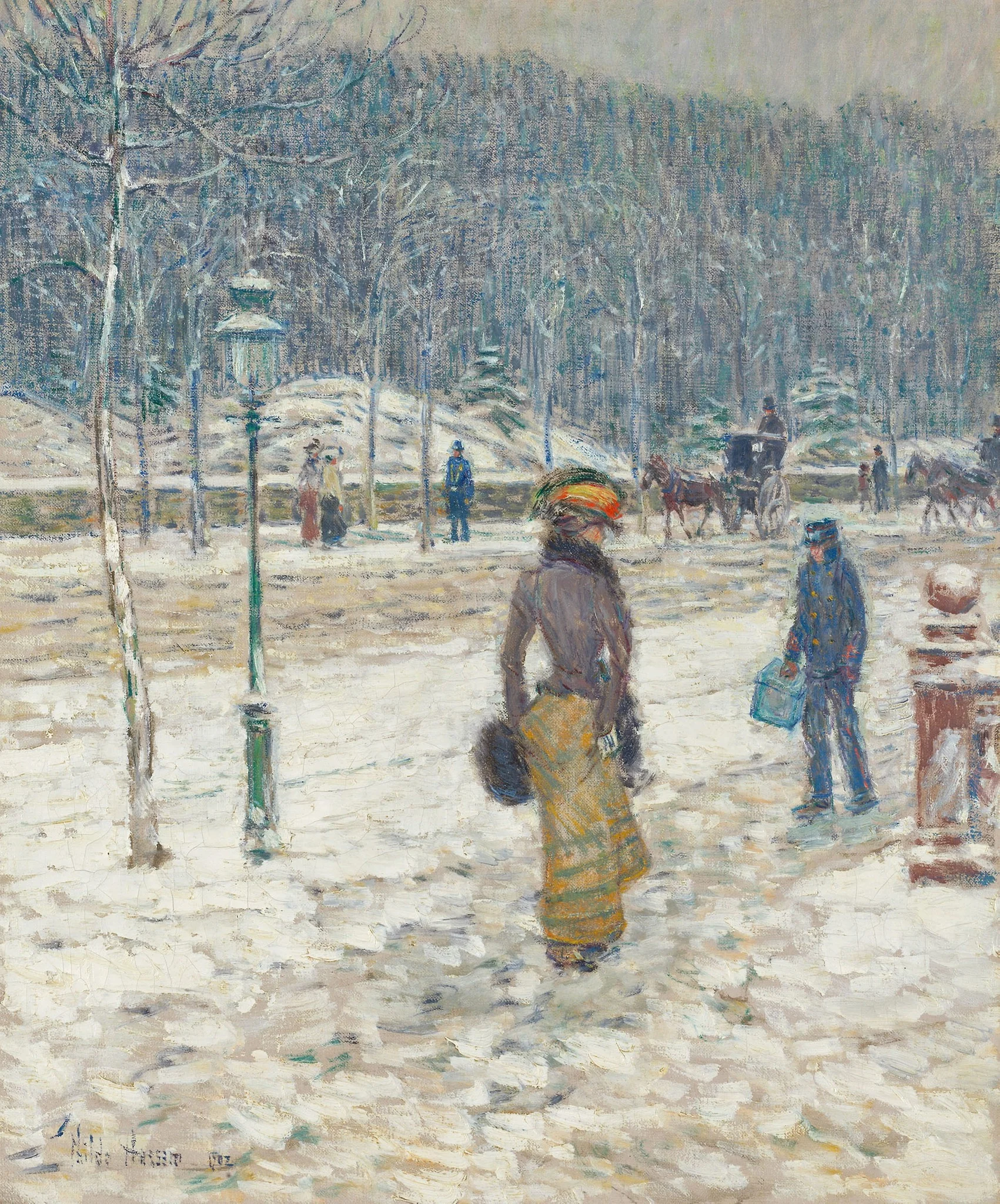 New York Street, by Childe Hassam, oil, 1902