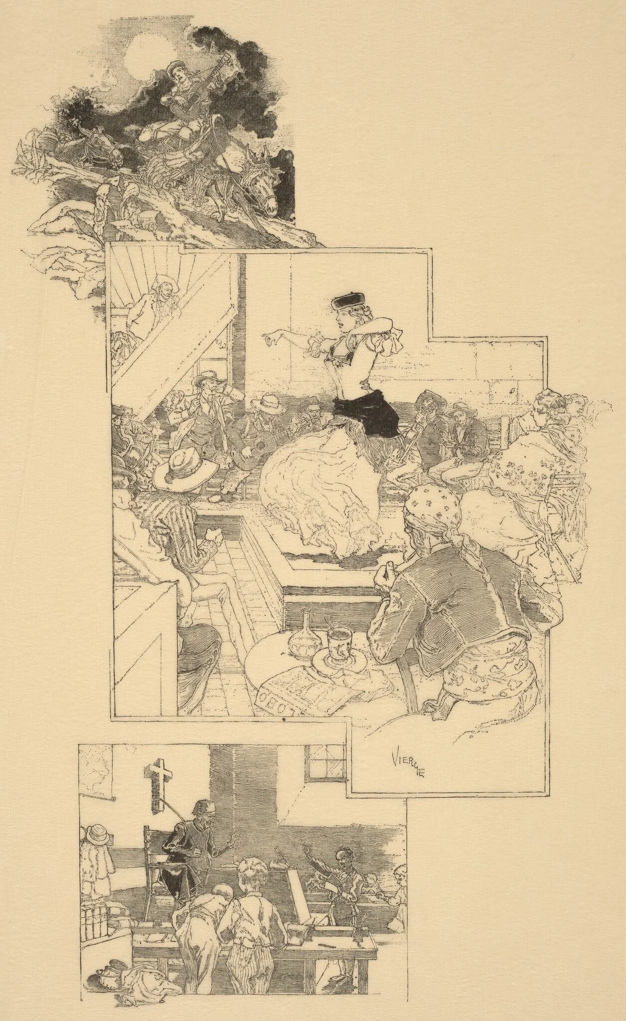 On the Trail of Don Quixote, by Daniel Vierge, ink, 1896