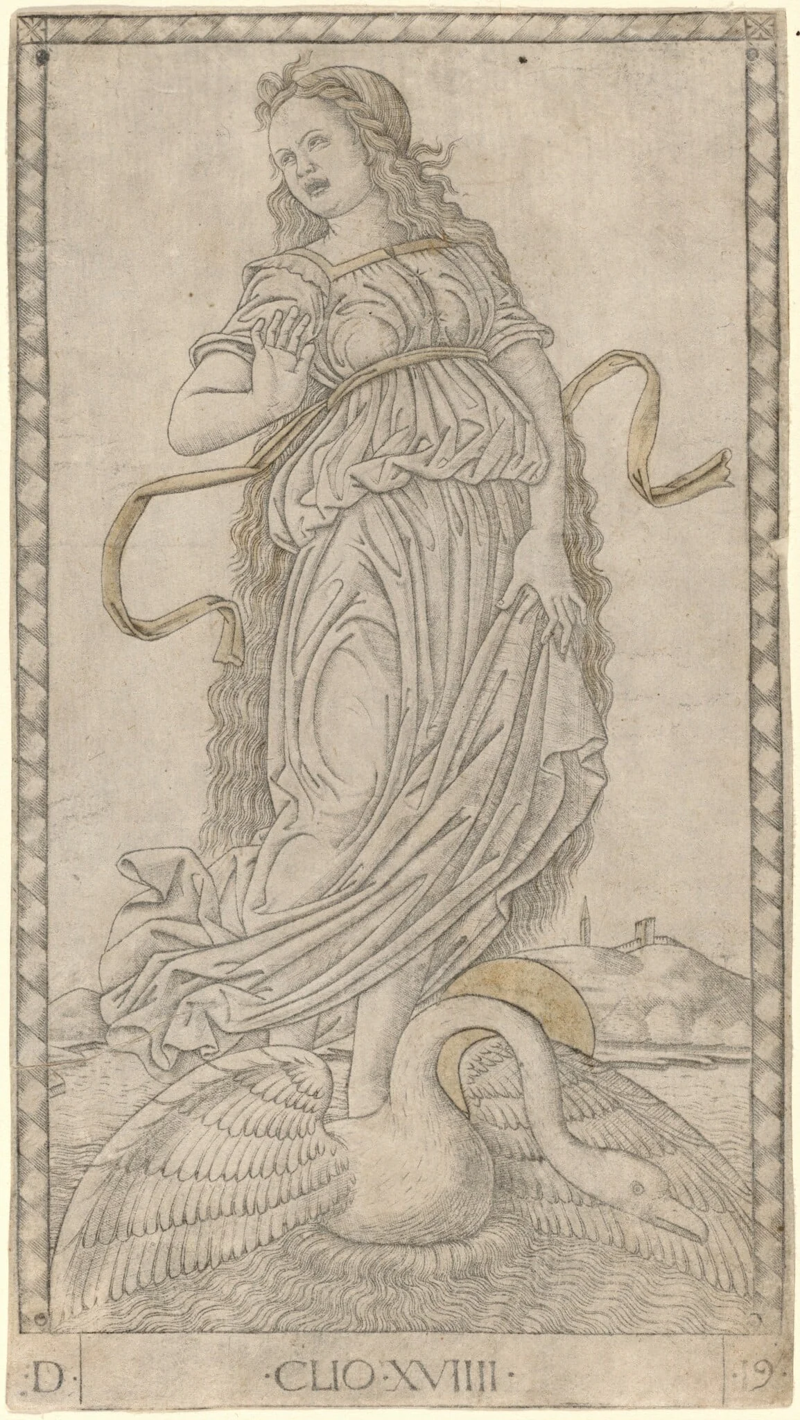 Clio, by Master of the E-Series Tarocchi, ink, 1465