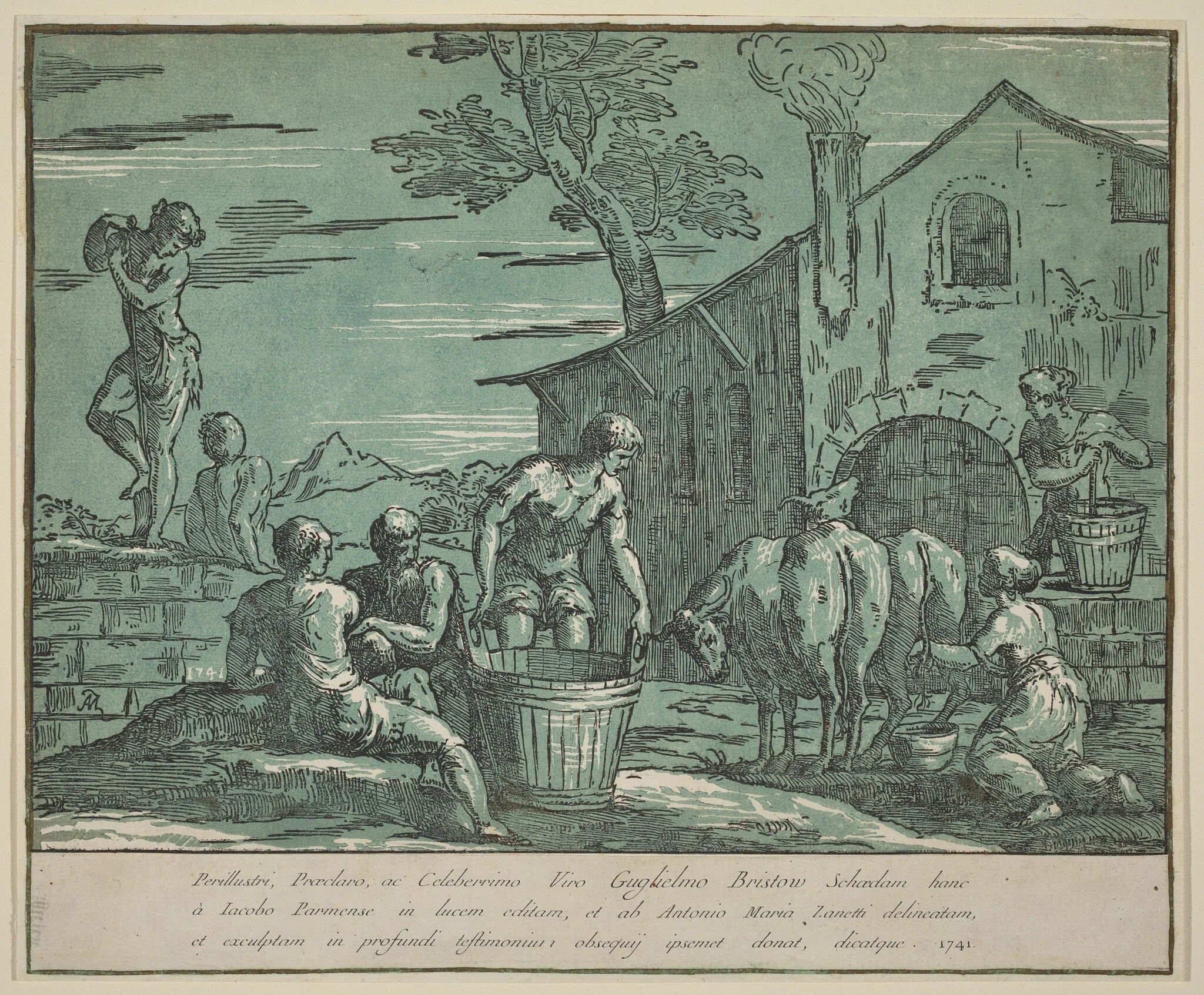 Pastoral Scene, by Anton Maria Zanetti I, watercolor, 1741