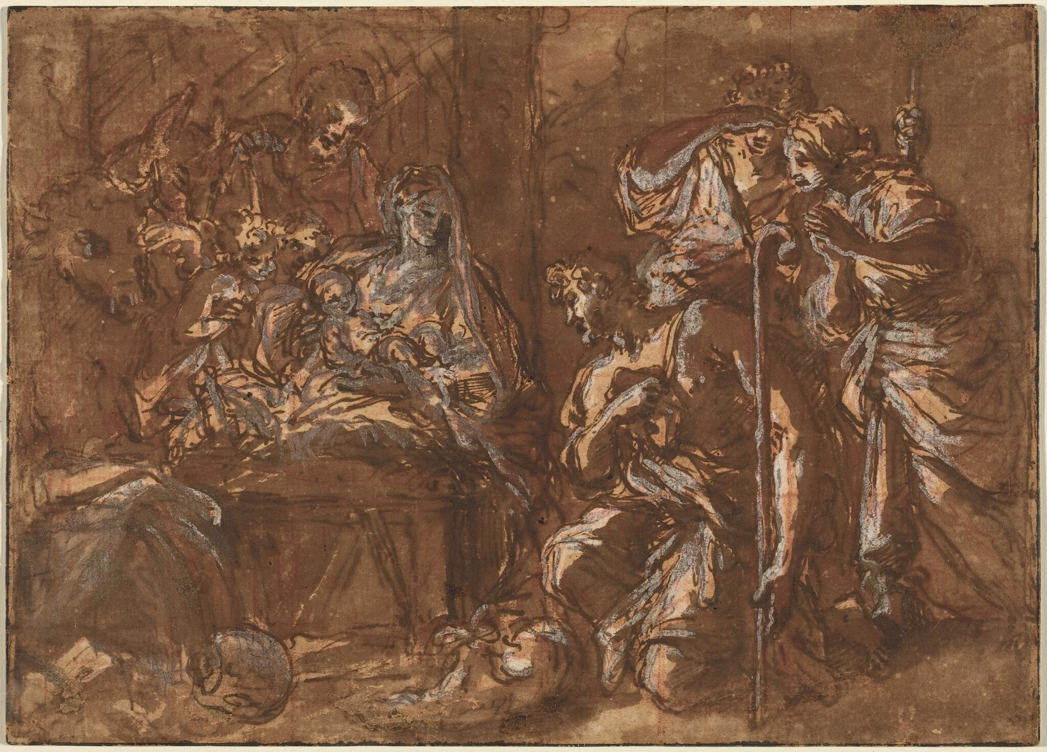 The Adoration of the Shepherds, by Giuseppe Passeri, ink, 1684
