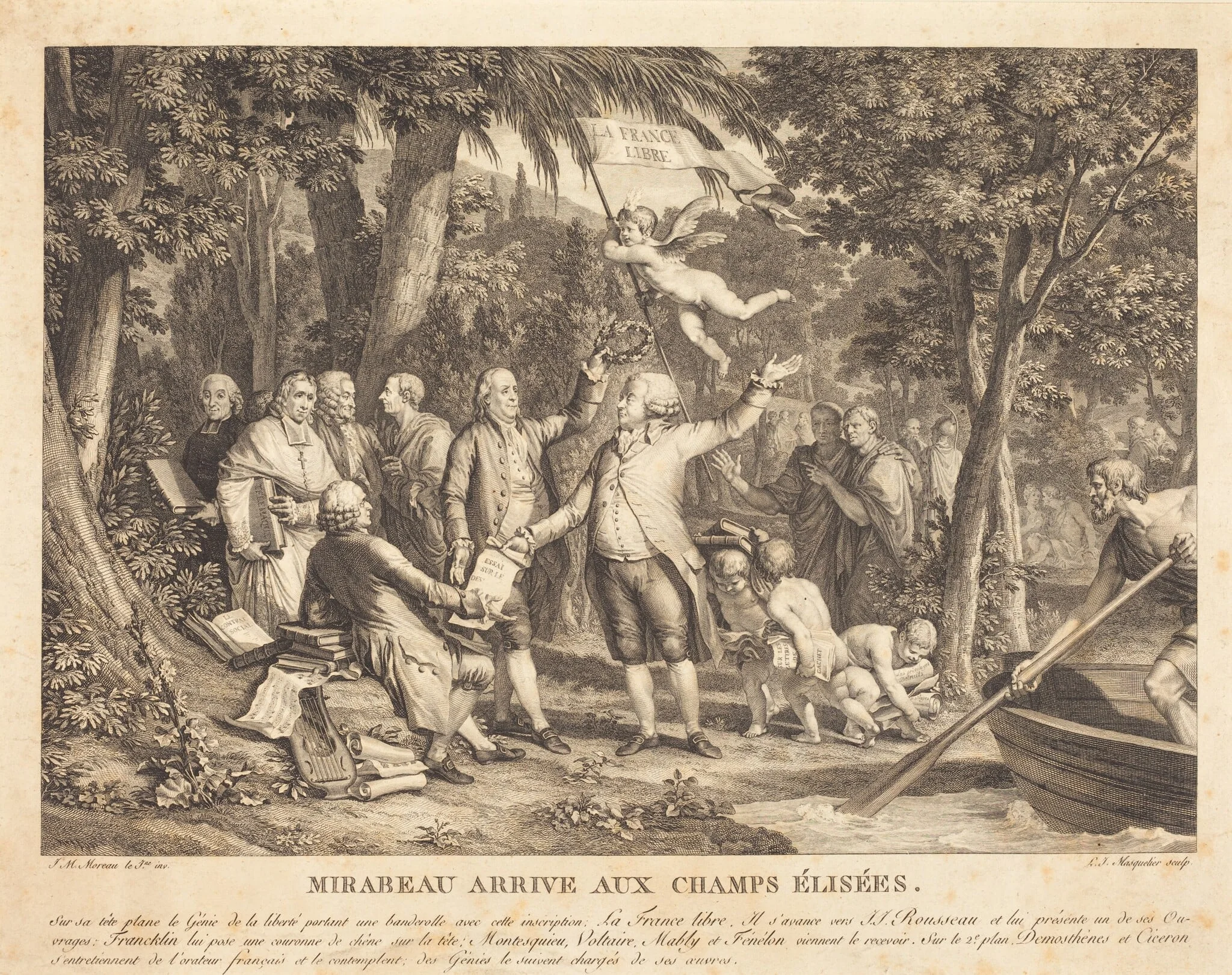 Mirabeau arrive aux Champs-Élisées, by Louis-Joseph Masquelier, ink, 1792