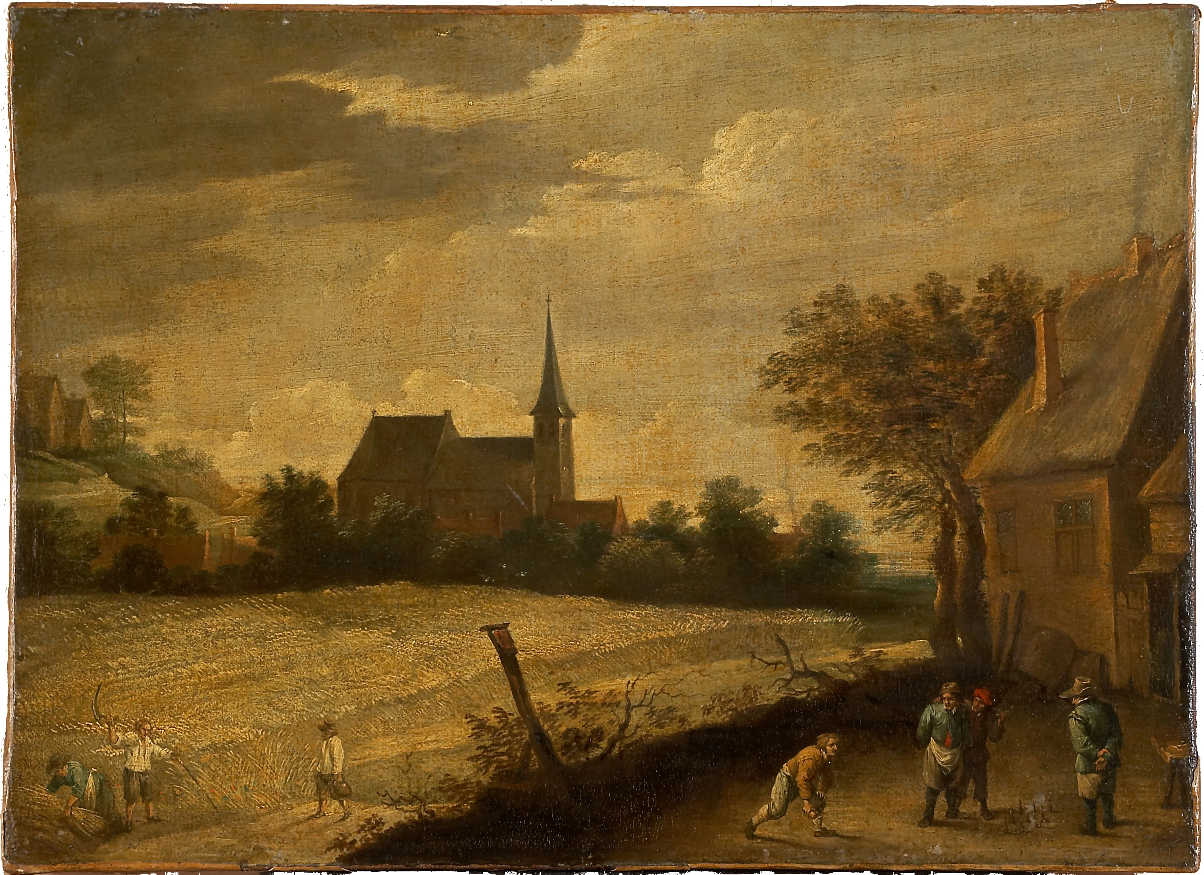 Landscape with Peasants Mowing and Bowling