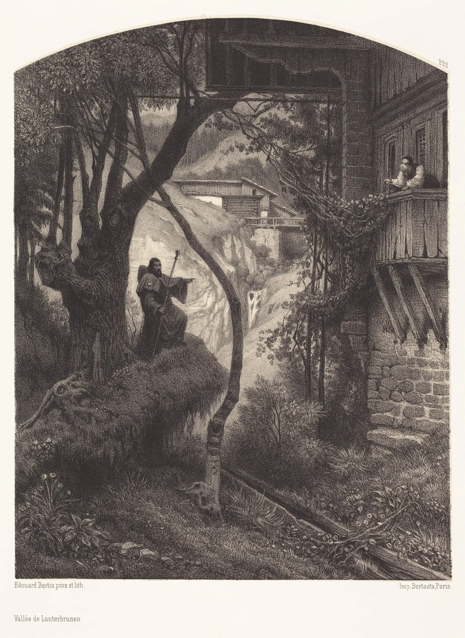 Vallée de Lanterbrunen, by François-Édouard Bertin, ink, 1852
