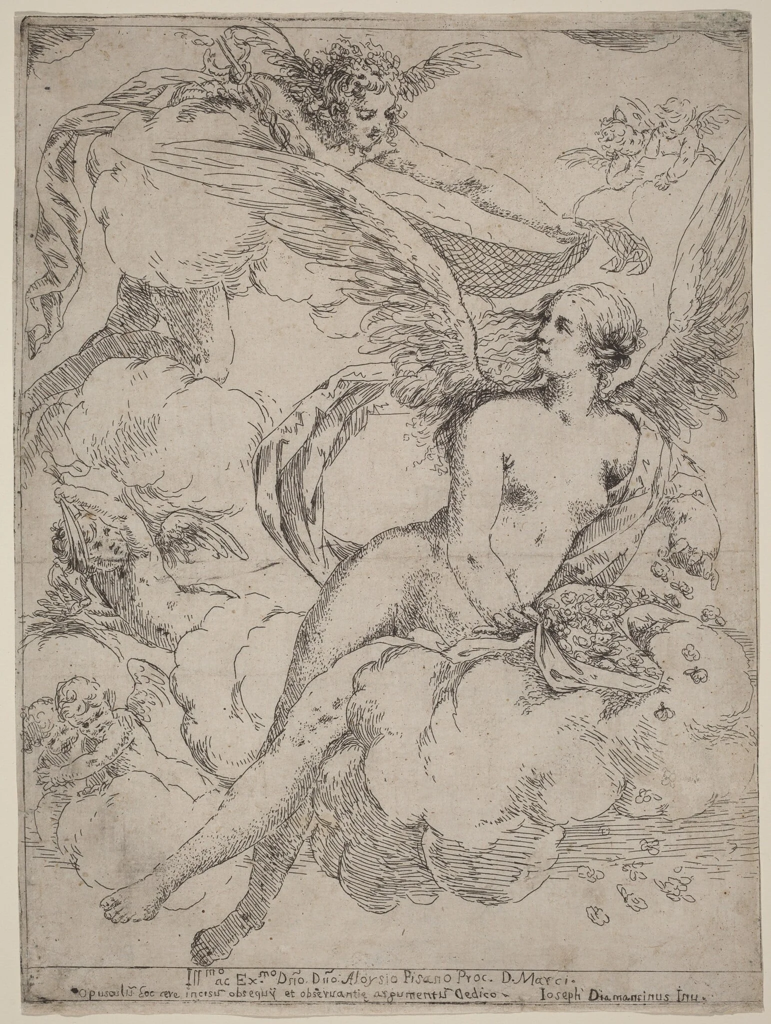 Flora and Mercury, by Giuseppe Diamantini, ink, 1695