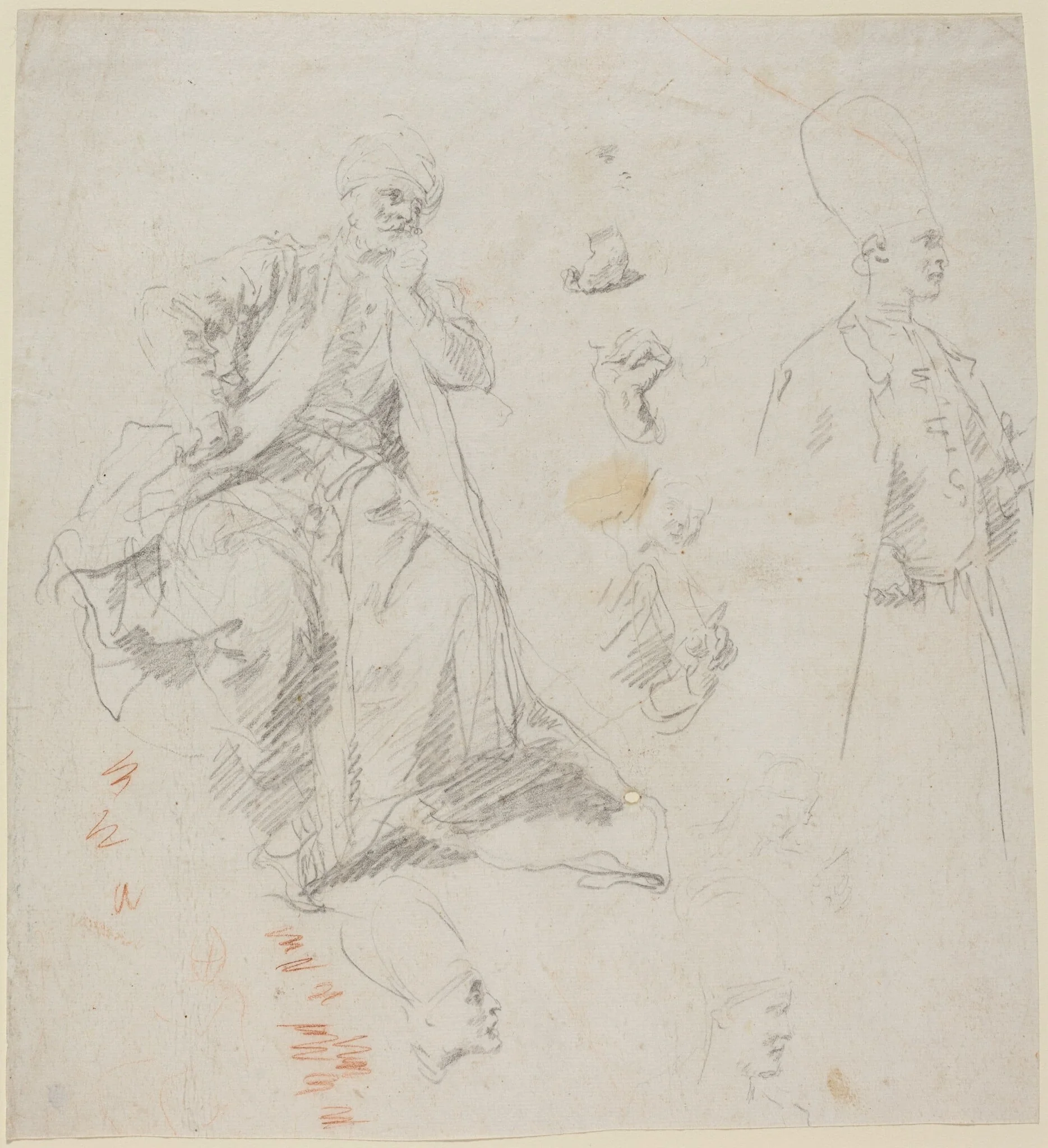 Caliph Aladin and His Counselors, by Giovanni Battista Piazzetta, chalk, 1734