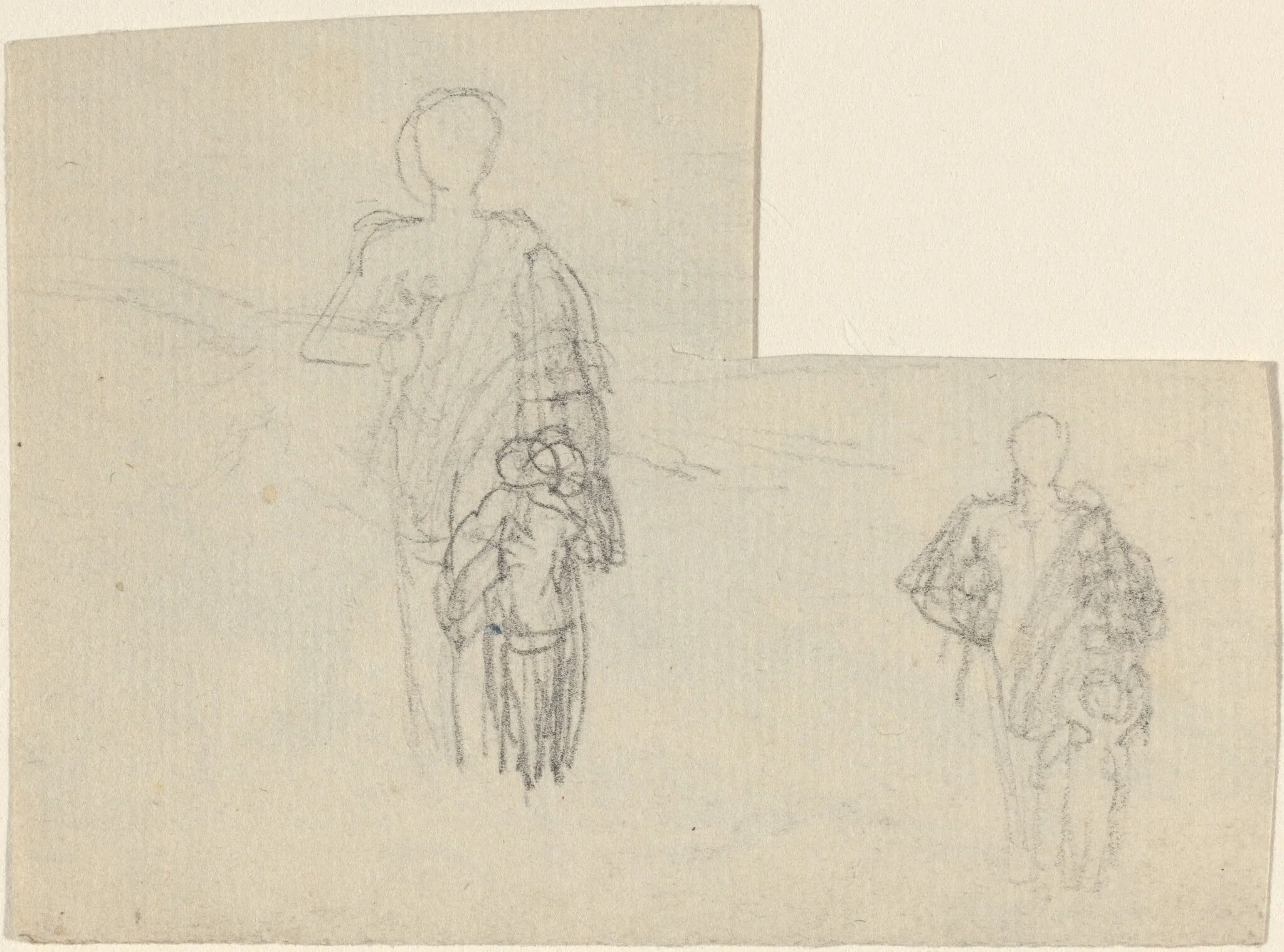 Two Studies of Standing Figure and Child, by John Flaxman, graphite, 1790