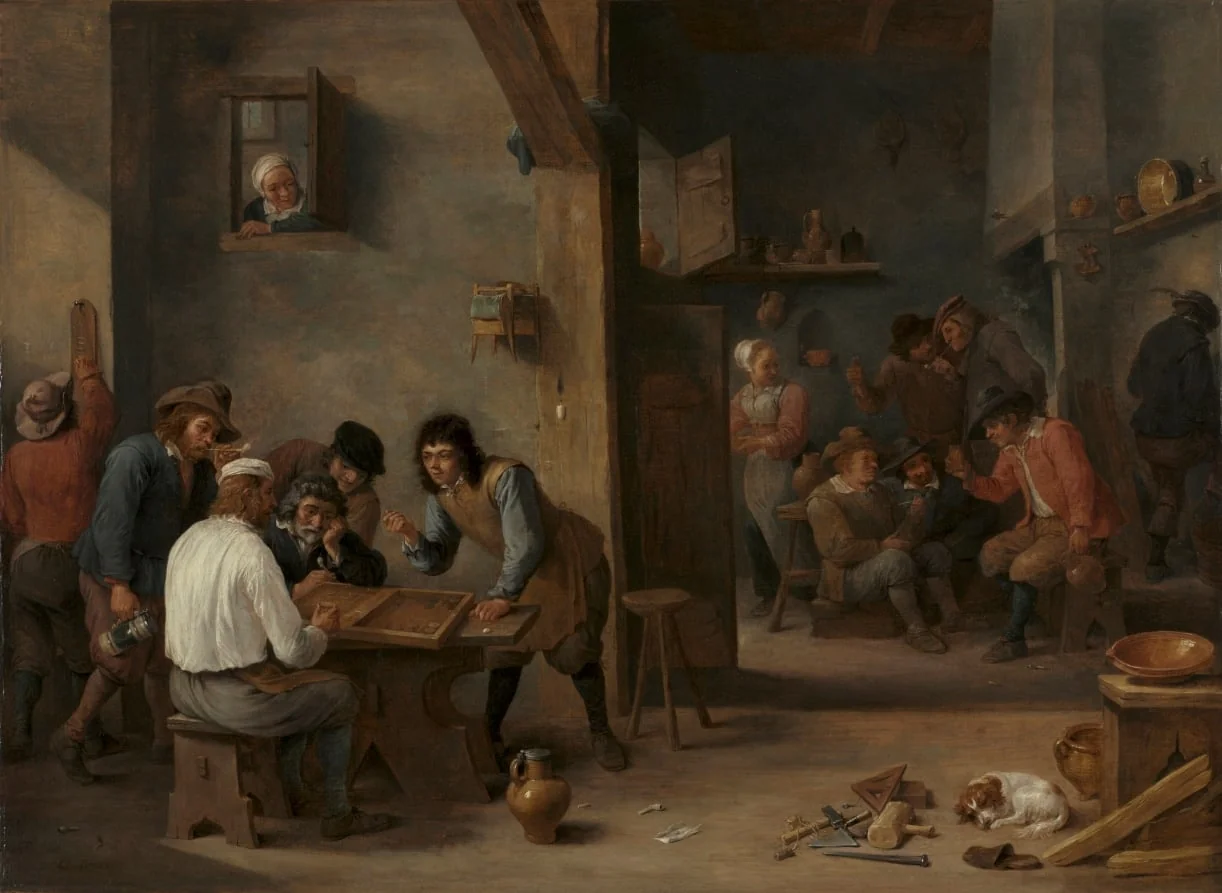 Game of Backgammon, by David Teniers the Younger, unspecified, 1644