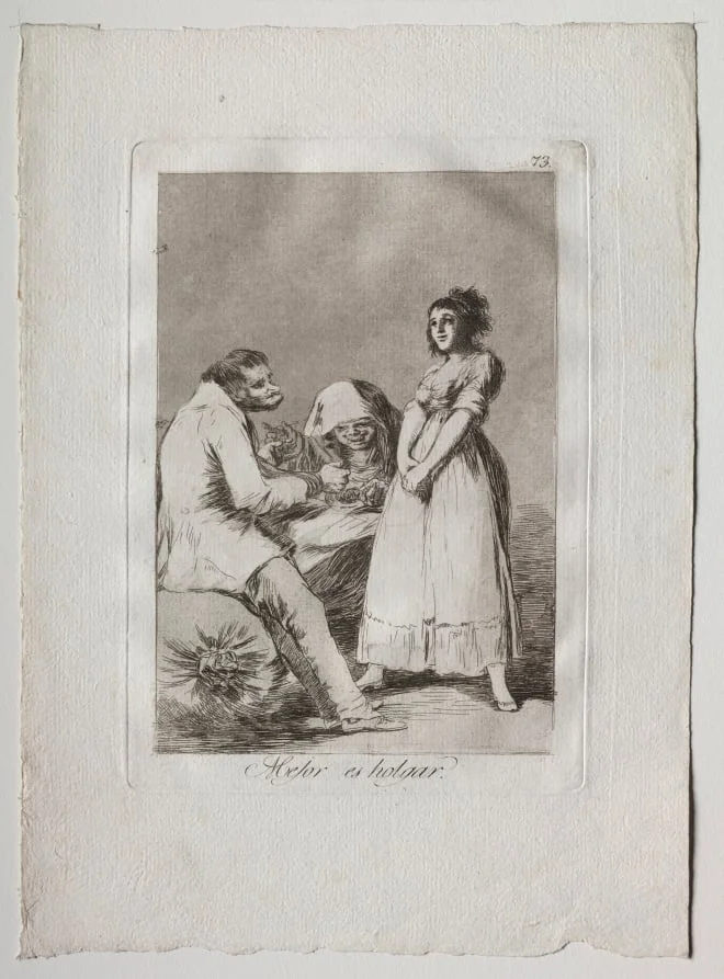 It is Better to be Lazy, Plate 73, by Francisco Goya, 1799