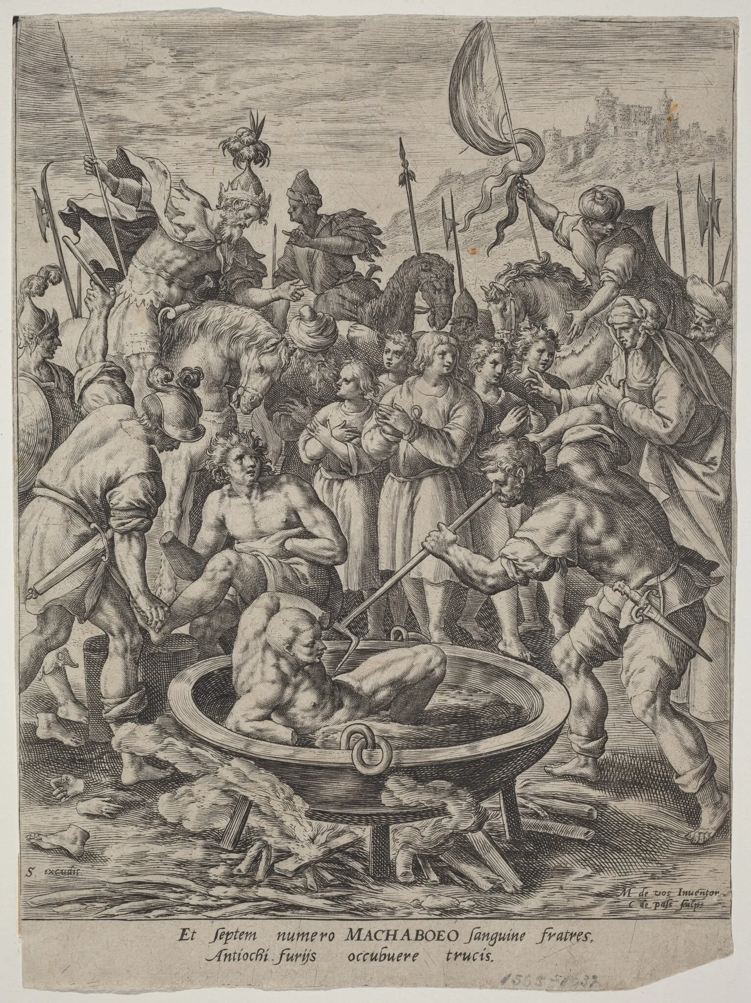 The Seven Maccabean Brothers Killed by Antiochus, by Crispijn van de Passe I, ink, 1591