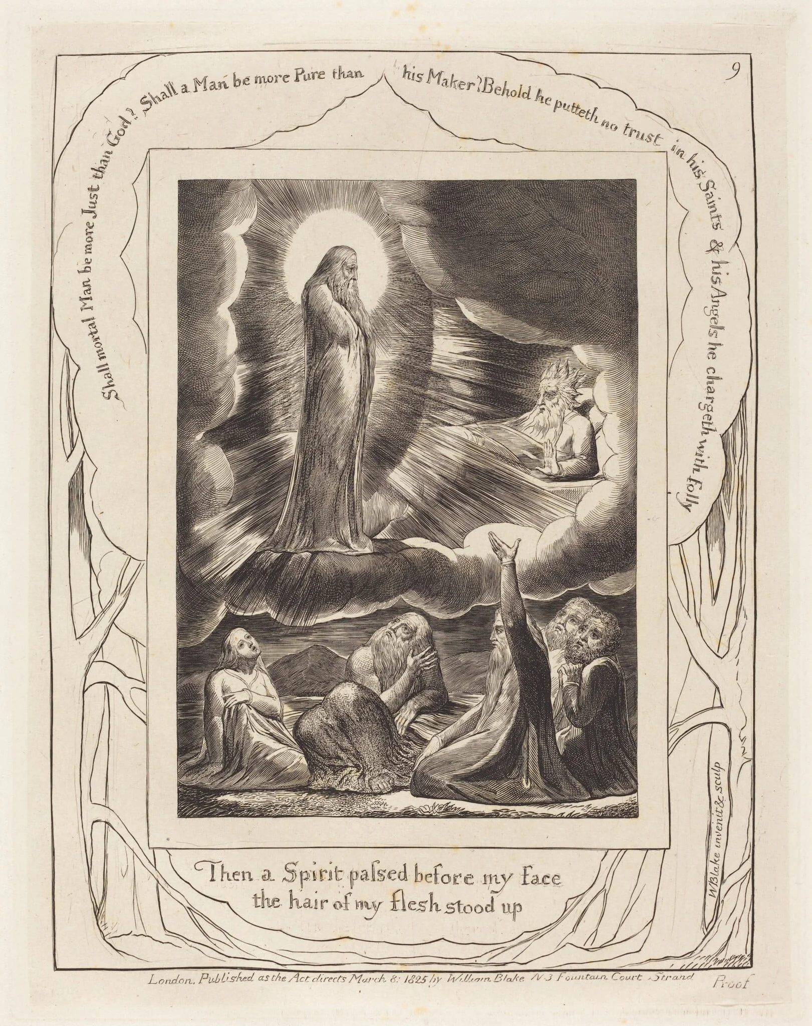The Vision of Eliphaz, by William Blake, ink, 1825