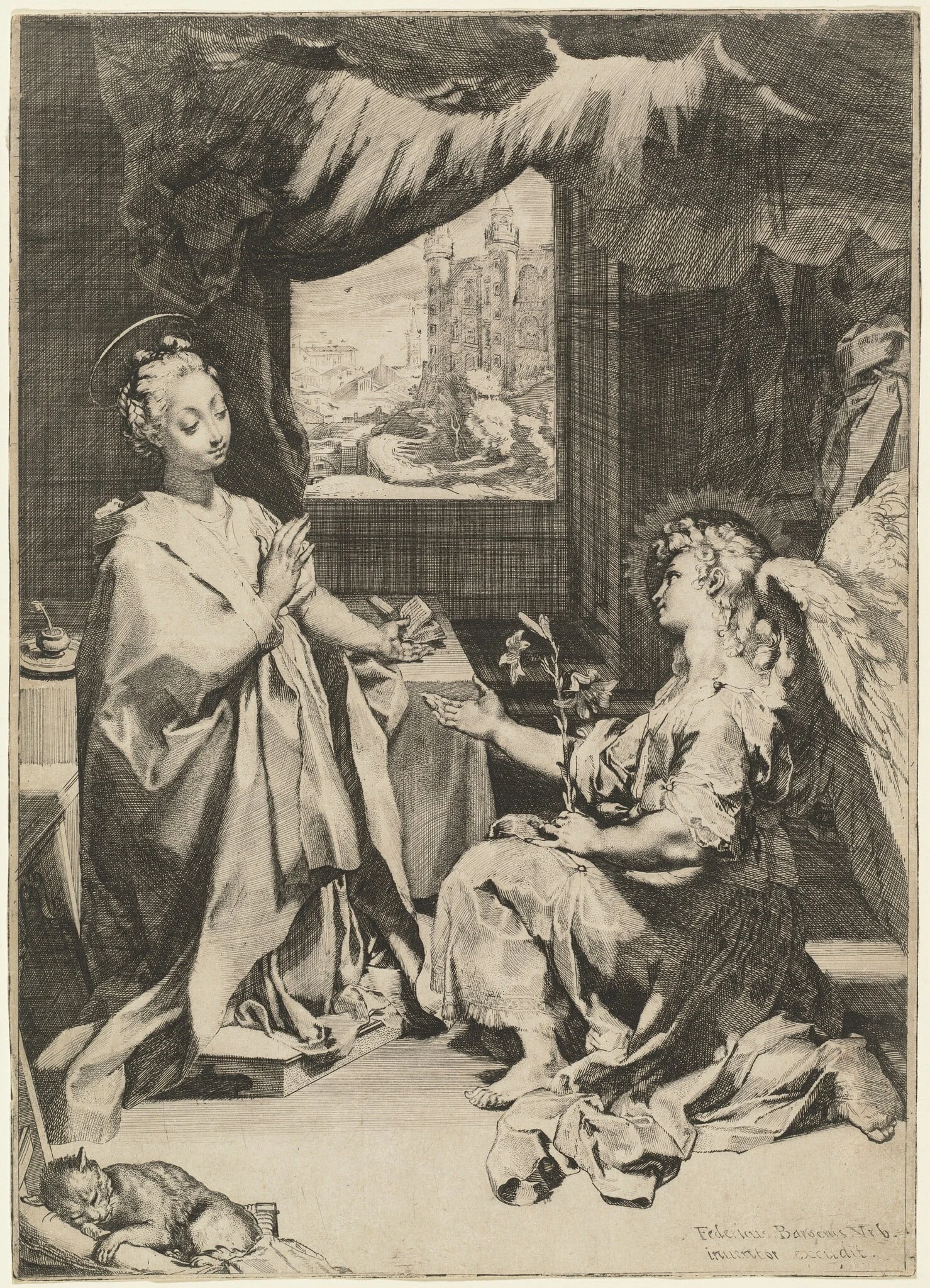 The Annunciation, by Federico Barocci, ink, 1574