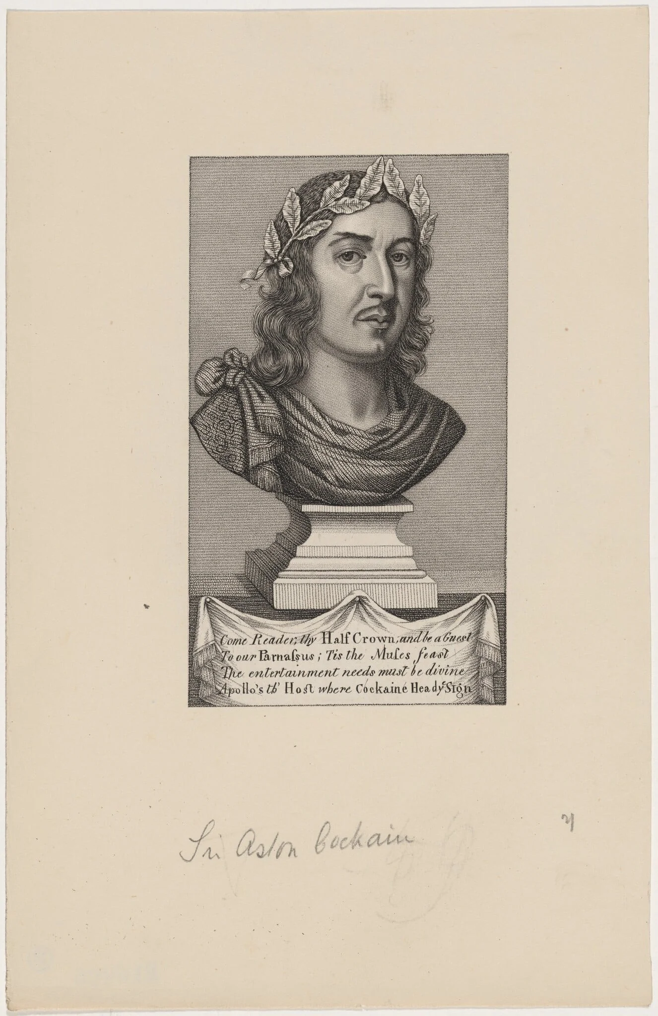 Sir Aston Cockain, Poet, by Unknown 19th Century, ink, 1850