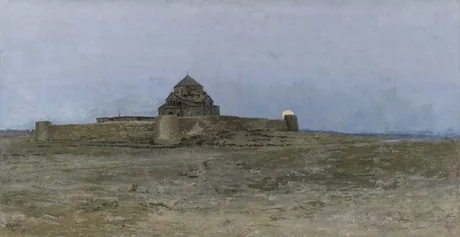 Hripsime monastery, by Vardges Sureniants, oil, 1899