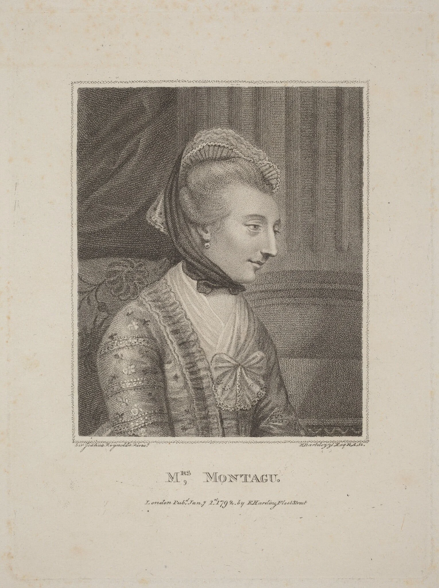 Mrs. Montague, by Francesco Bartolozzi, ink, 1792