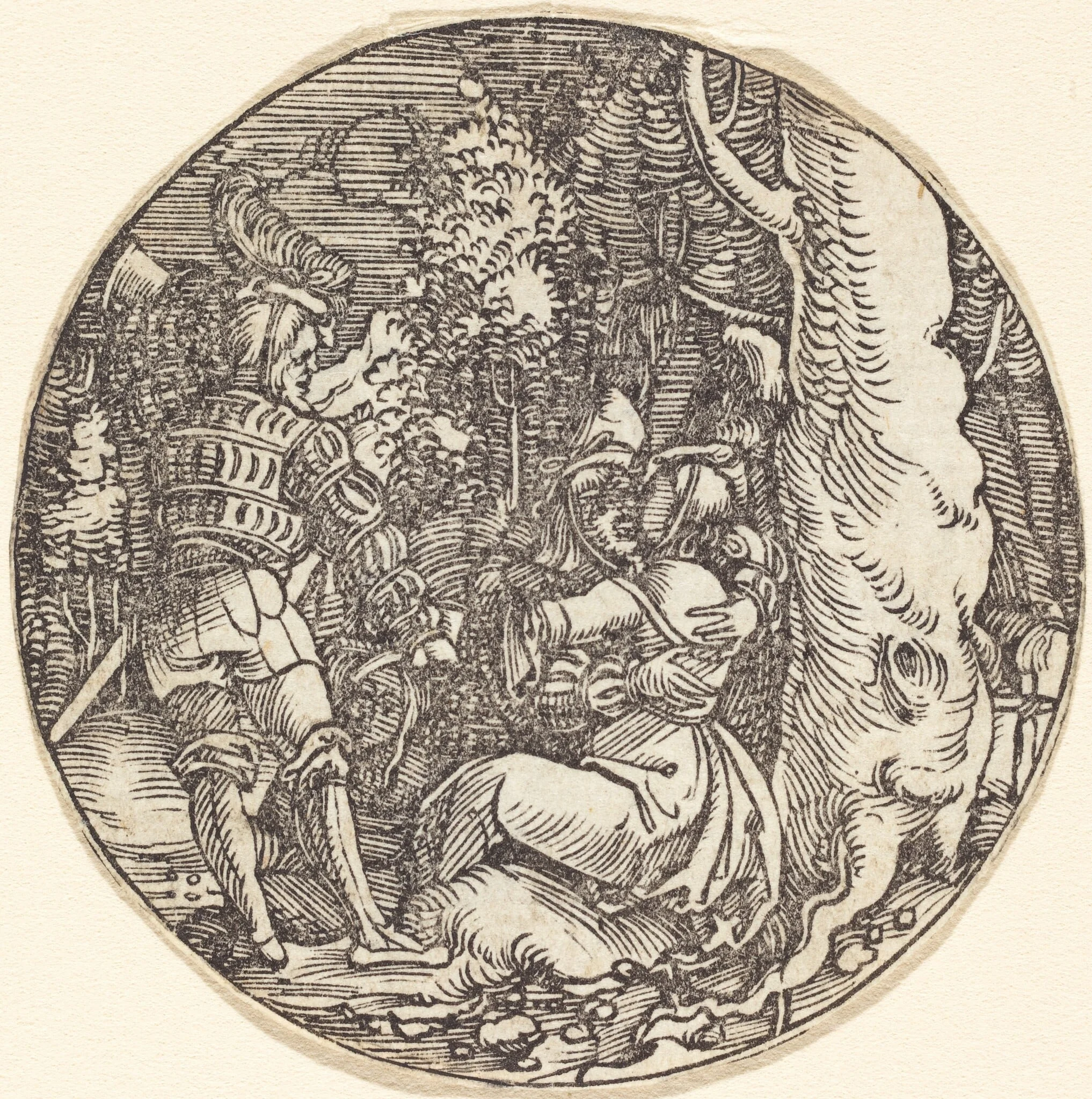 The Embrace (A Couple of Lovers by a Tree), by Hans Springinklee, ink, 1507