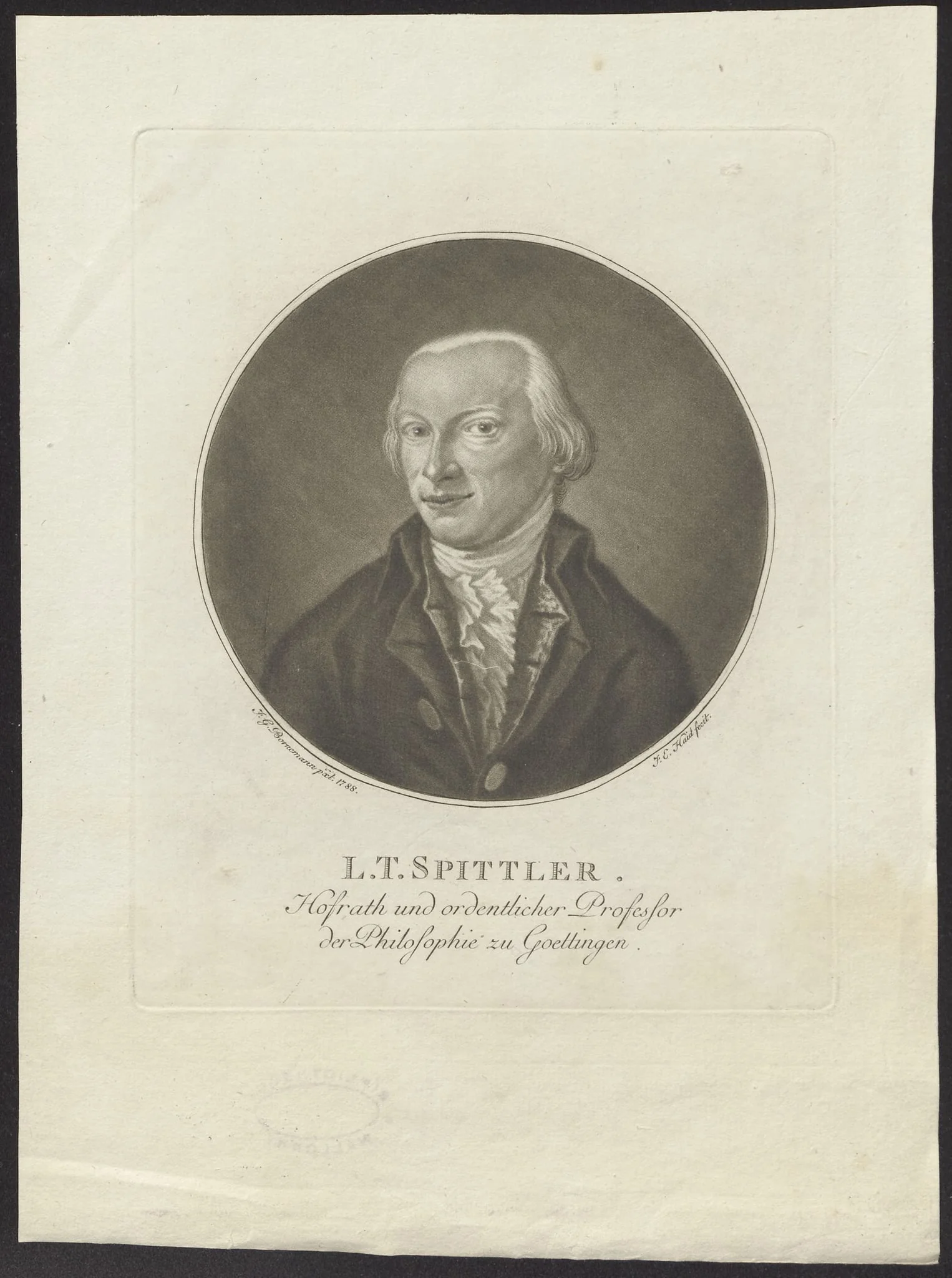 Portrait of L.T. Spittler, by Johann Elias, Haid, unspecified, 1750