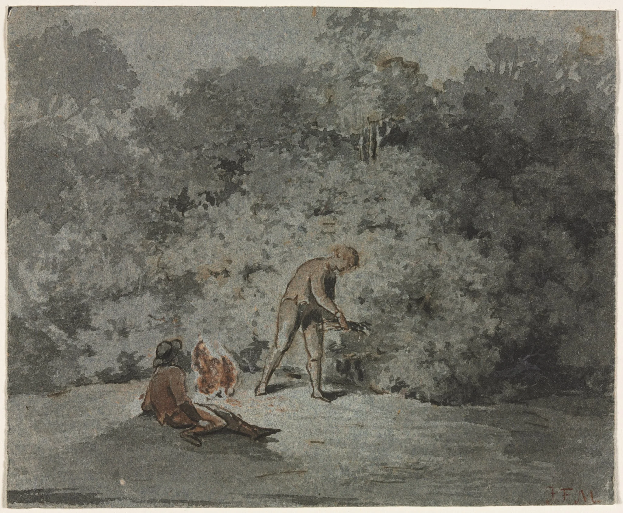 Faggot Gatherer (recto), by Francisque Millet, 1662