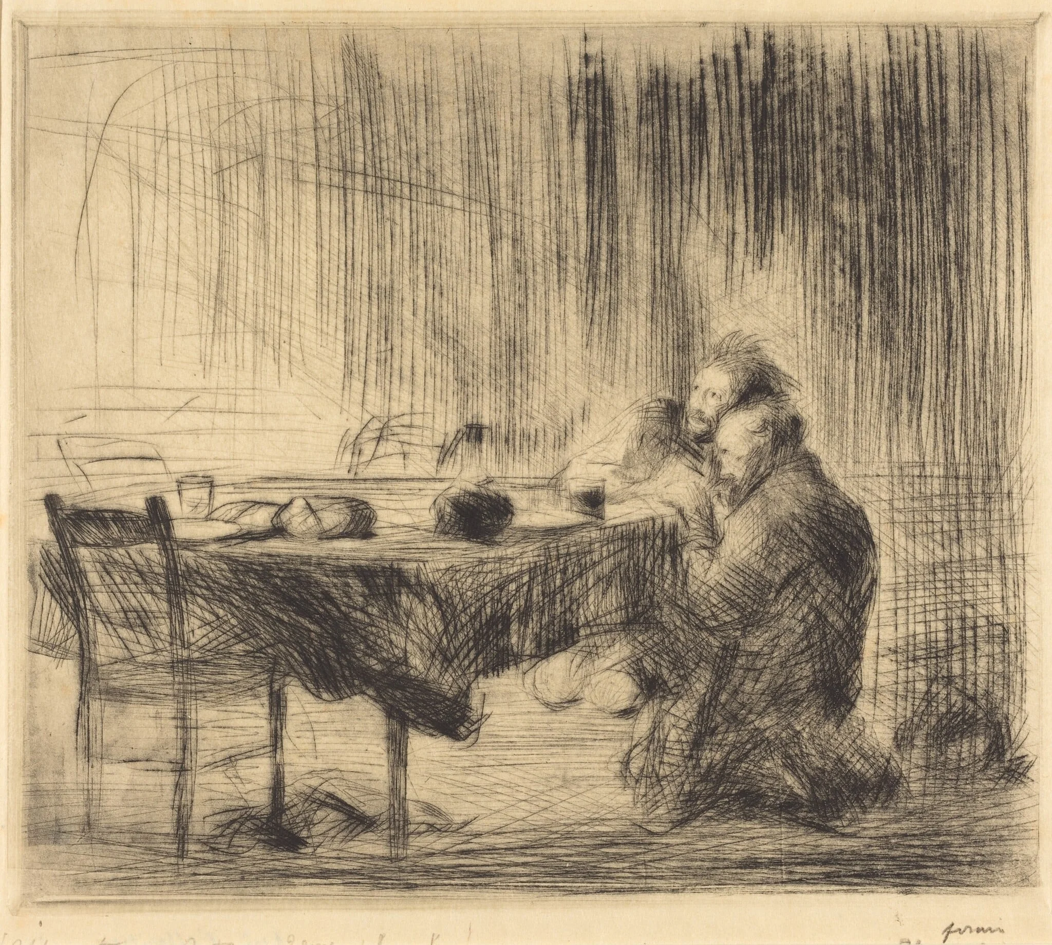 Après l'apparition (2e planche) (After the Vision) (second plate), by Jean-Louis Forain, ink, 1904