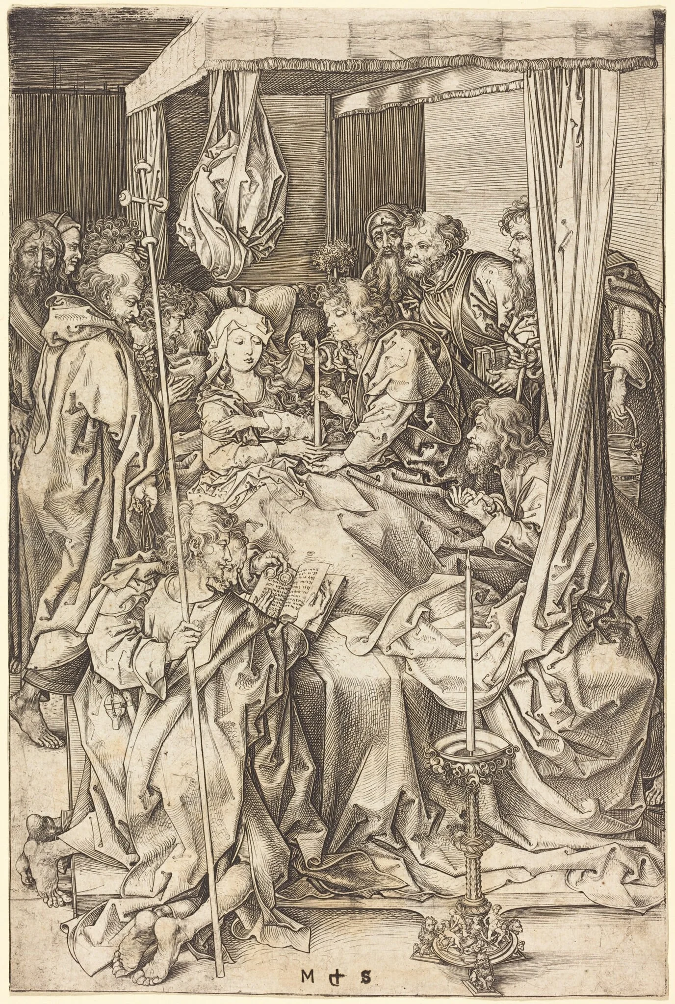 Death of the Virgin, by Martin Schongauer, ink, 1472