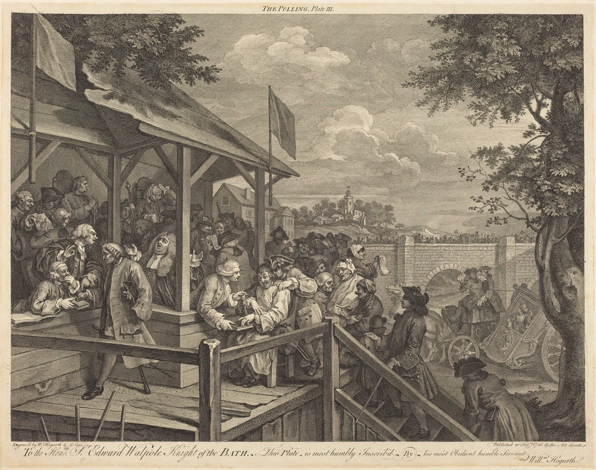 The Polling, by Francois Morellon de La Cave, ink, 1758